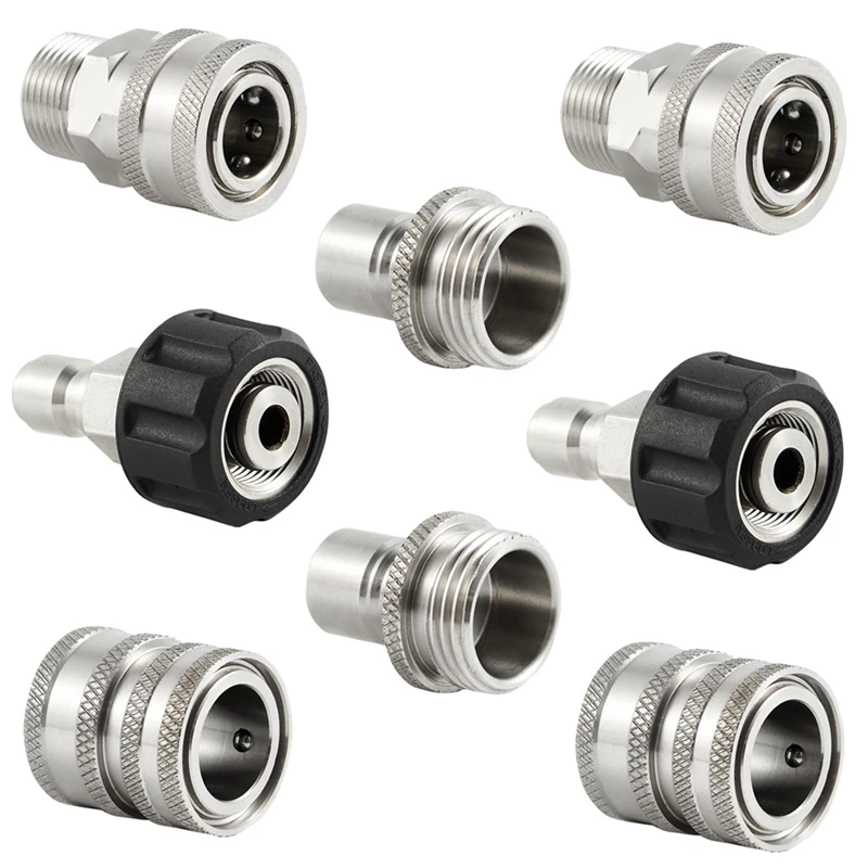 Stainless Steel Pressure Washer Quick Connect Kit,M22 14Mm To 3/8In Quick Connect,3/4In To 1/2In Quick Release Adapter Durable
Stainless Steel Pressure Washer Quick Connect Kit,M22 14Mm To 3/8In Quick Connect,3/4In To 1/2In Quick Release Adapter Durable