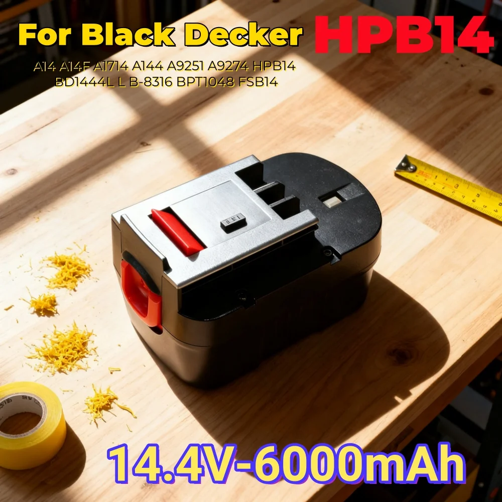 14.4V 6000mAh Ni-MH Battery for Black Decker FSB14 FS140BX HPB14, Replacement for Firestorm Power Tool 499936-34
14.4V 6000mAh Ni-MH Battery for Black Decker FSB14 FS140BX HPB14, Replacement for Firestorm Power Tool 499936-34