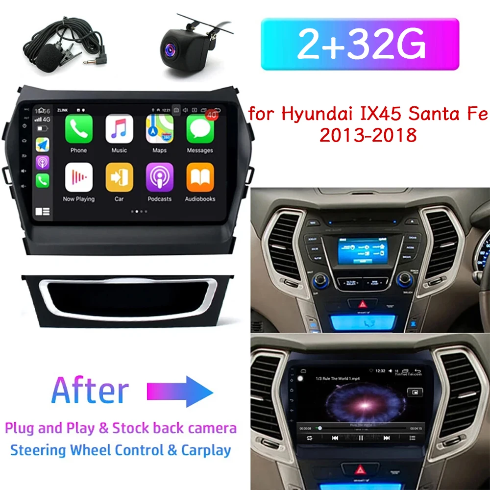 9'' Car Stereo Radio for For Hyundai IX45 Santa Fe 2013-2018 Carplay Android15 Auto Bluetooth Audio GPS Navigation WIFI 2+32G
9'' Car Stereo Radio for For Hyundai IX45 Santa Fe 2013-2018 Carplay Android15 Auto Bluetooth Audio GPS Navigation WIFI 2+32G