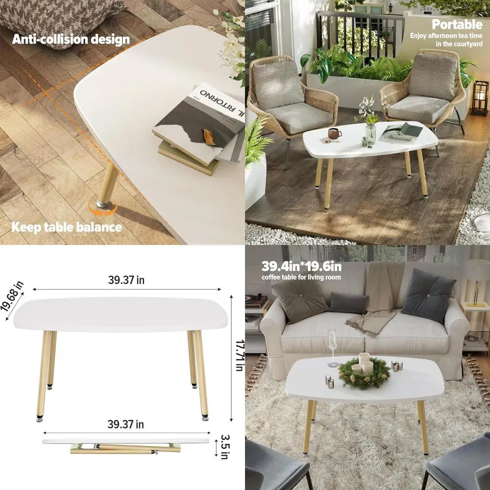 39.3 White Coffee Table for Living Room - Portable, Simple, Modern, Ideal for Small Spaces
39.3 White Coffee Table for Living Room - Portable, Simple, Modern, Ideal for Small Spaces