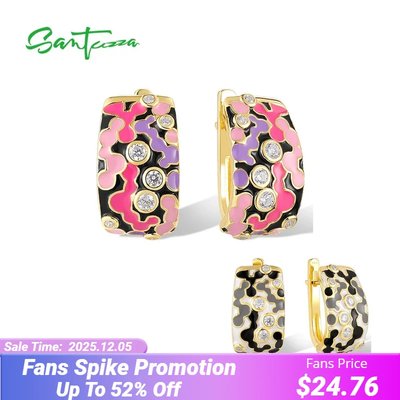 SANTUZZA Pure 925 Sterling Silver Latch Back Earrings For Women Sparkling Enamel Mosaic Irregular Fashion Gifts Fine Jewelry
SANTUZZA Pure 925 Sterling Silver Latch Back Earrings For Women Sparkling Enamel Mosaic Irregular Fashion Gifts Fine Jewelry