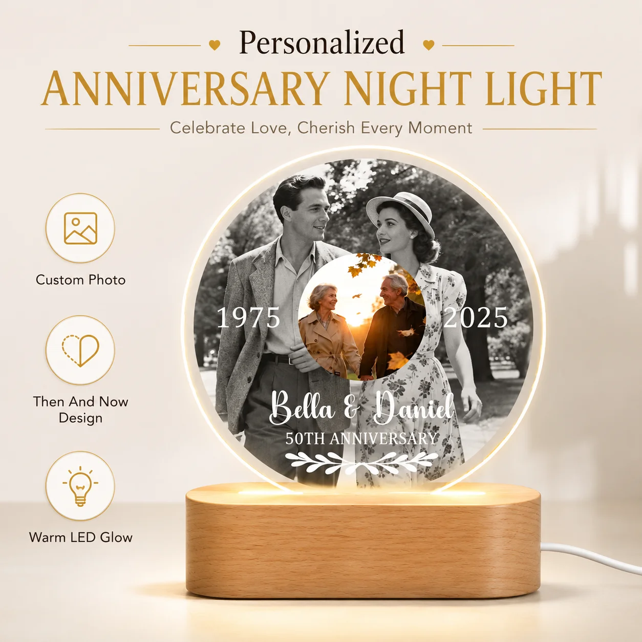Personalized Photo Acrylic Night Light Custom Then Now LED Anniversary Lamp 50th Wedding Keepsake Gift for Parents Home Decor
Personalized Photo Acrylic Night Light Custom Then Now LED Anniversary Lamp 50th Wedding Keepsake Gift for Parents Home Decor