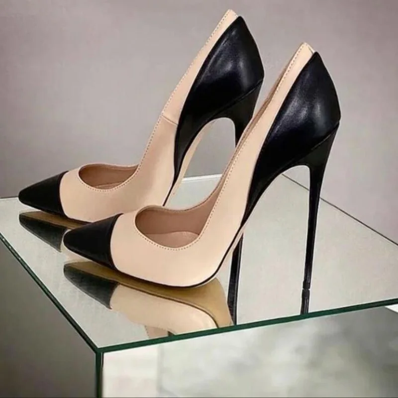 Black Beige Leather Mixed Women Pointed Toe Pumps Slip On 12CM Shallow Stiletto High Heels Shoes Plus Size 46
Black Beige Leather Mixed Women Pointed Toe Pumps Slip On 12CM Shallow Stiletto High Heels Shoes Plus Size 46