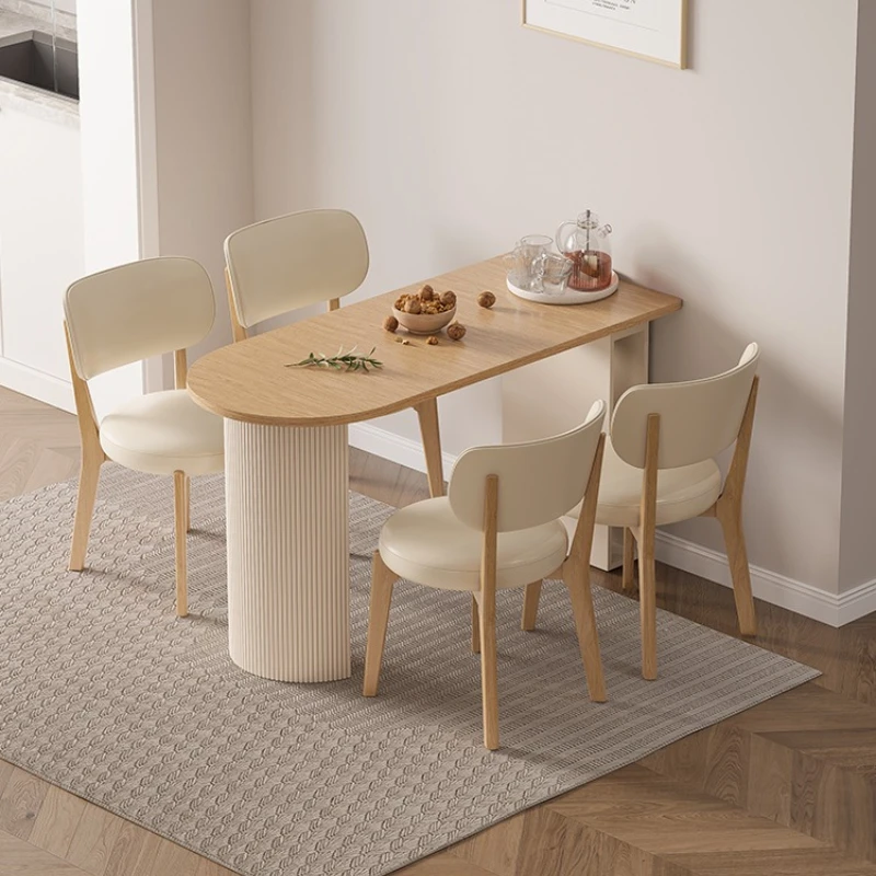Folding dining table small apartment household retractable dining table oval semicircular table and chair combination
Folding dining table small apartment household retractable dining table oval semicircular table and chair combination