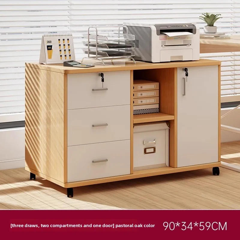 Three draws and two grids One door Movable wooden locked office filing cabinet Household storage locker
Three draws and two grids One door Movable wooden locked office filing cabinet Household storage locker