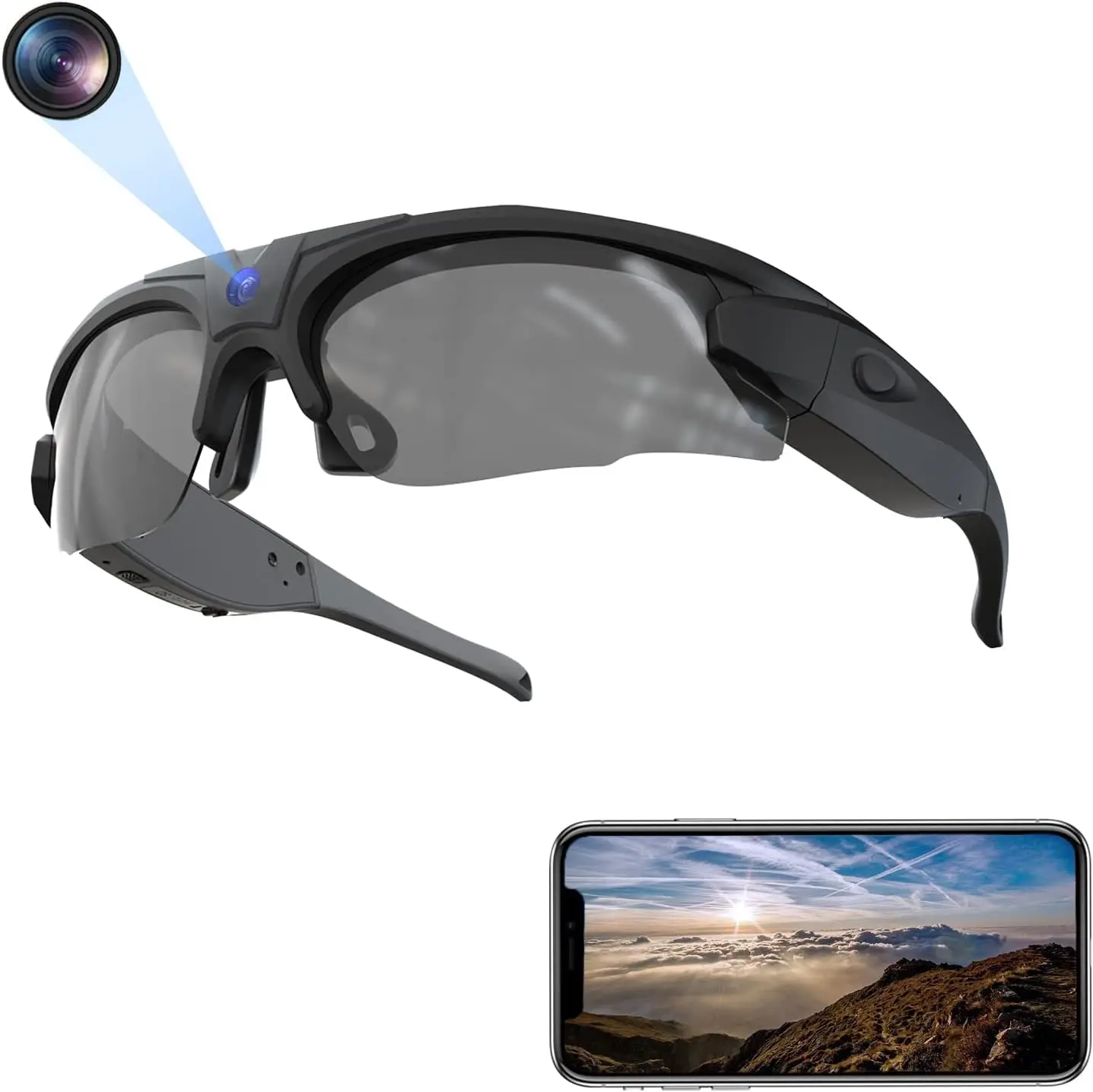 HD 1080P WiFi Live Stream Sunglasses Mini Sports Video Recording Eyewear UV400 Polarized Lenses for Outdoor Use CMOS Imaging
HD 1080P WiFi Live Stream Sunglasses Mini Sports Video Recording Eyewear UV400 Polarized Lenses for Outdoor Use CMOS Imaging