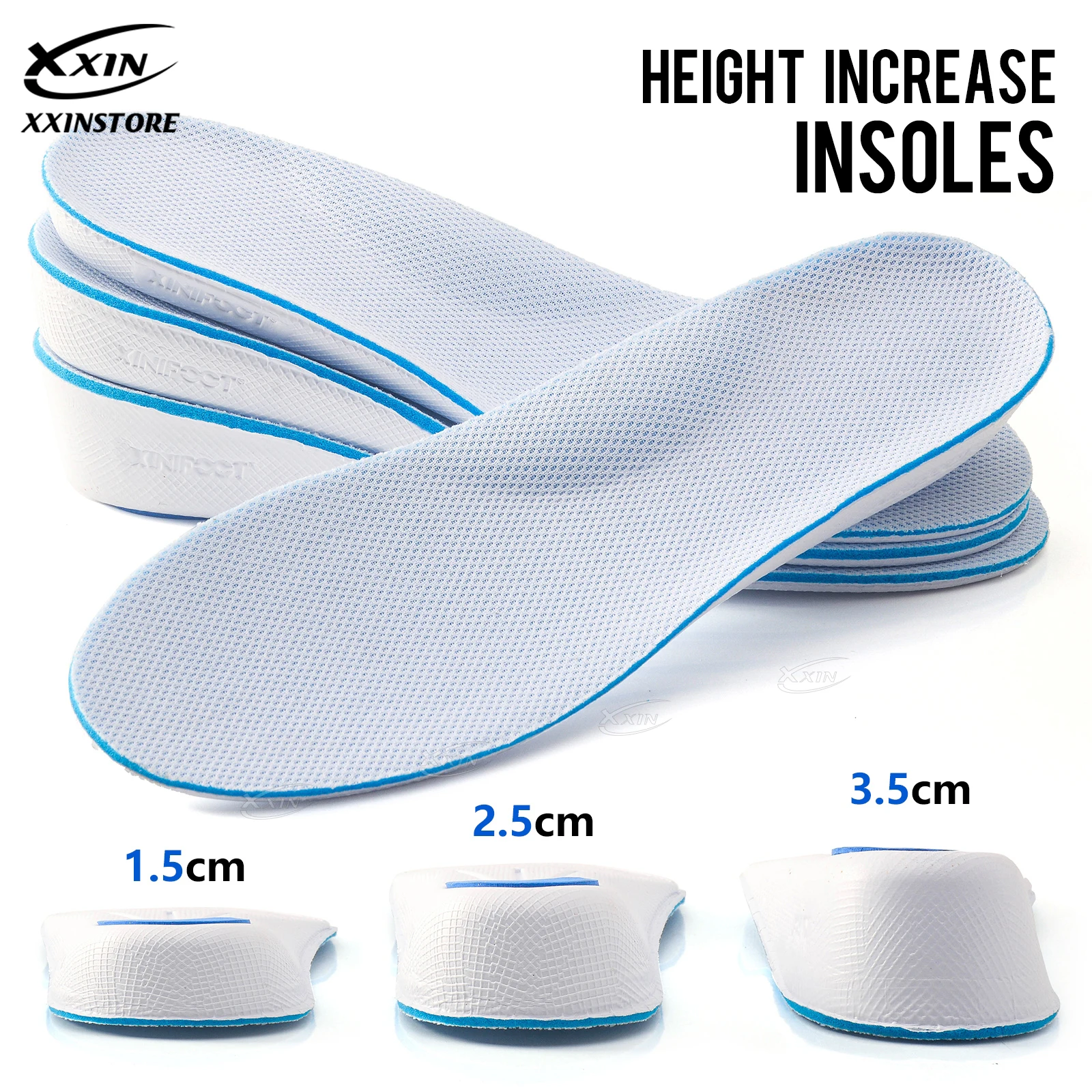 【Xxin】1.5/2.5/3.5cm Height Increase Insoles for Men and Women Memory Foam Arch Support Cushion Shoes Pads Size 35-46
【Xxin】1.5/2.5/3.5cm Height Increase Insoles for Men and Women Memory Foam Arch Support Cushion Shoes Pads Size 35-46
