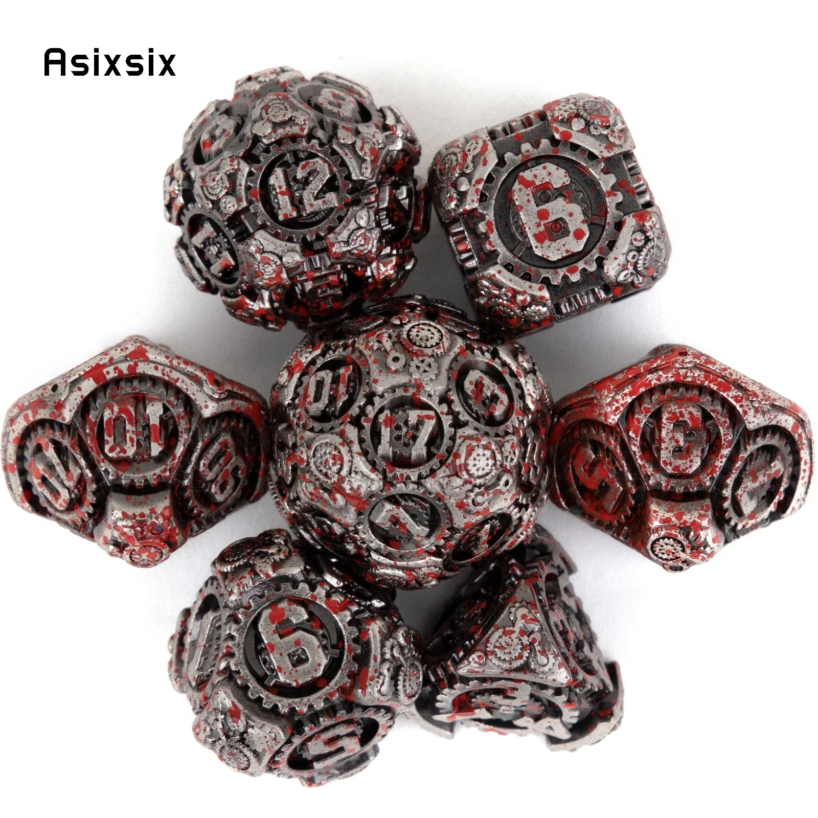 7 Pcs Silver Red Gear Wheel Metal DicePerfect For Rpgs, Board Games, And Card Games.Dice For Games, Dnd Dice Set
7 Pcs Silver Red Gear Wheel Metal DicePerfect For Rpgs, Board Games, And Card Games.Dice For Games, Dnd Dice Set
