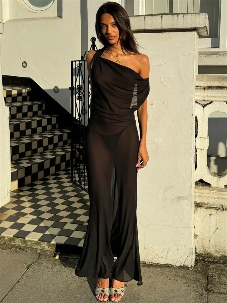 Black See-Through Patchwork Maxi Dress Sexy Female Off-Shoulder Mesh High Waist Slim Solid Long Dress Women's Summer Dress
Black See-Through Patchwork Maxi Dress Sexy Female Off-Shoulder Mesh High Waist Slim Solid Long Dress Women's Summer Dress