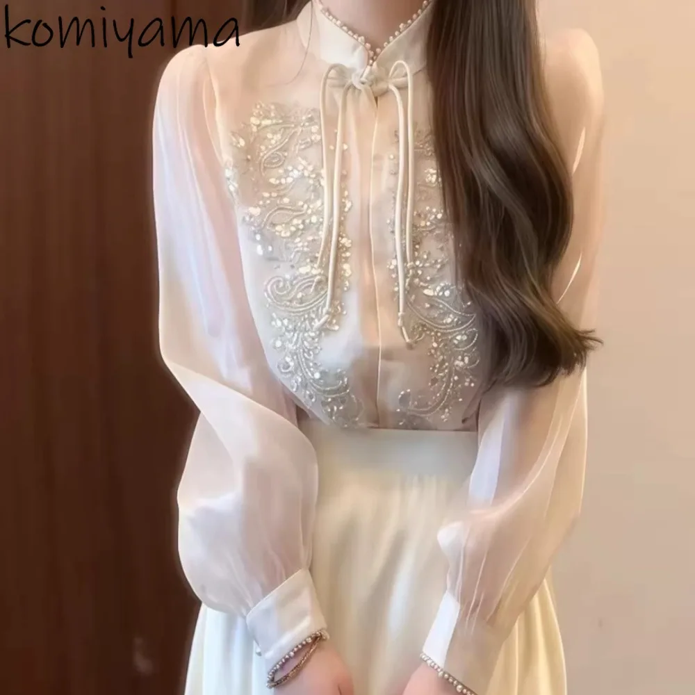 Sequined Woman 2025 Shirts Blouses Stand Neck Long Sleeve Blusas Mujer Single Breasted Clothing New Chinese Style Ropa Camisas
Sequined Woman 2025 Shirts Blouses Stand Neck Long Sleeve Blusas Mujer Single Breasted Clothing New Chinese Style Ropa Camisas