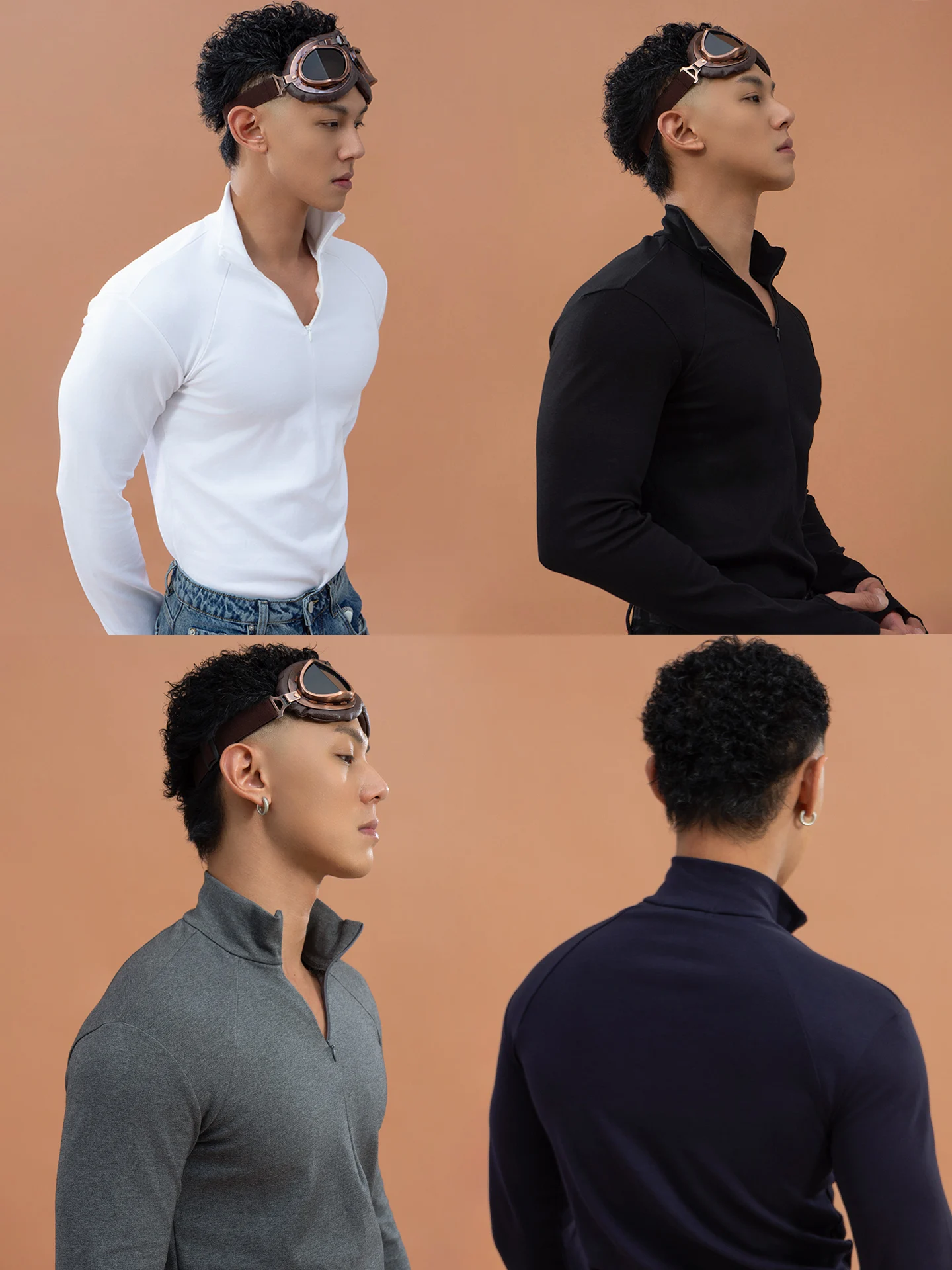 CLP Men's Zipper High Collar Long Sleeve T-Shirt Sporty Casual Versatile Fashionable Black Grey White Elastic City Walk
CLP Men's Zipper High Collar Long Sleeve T-Shirt Sporty Casual Versatile Fashionable Black Grey White Elastic City Walk
