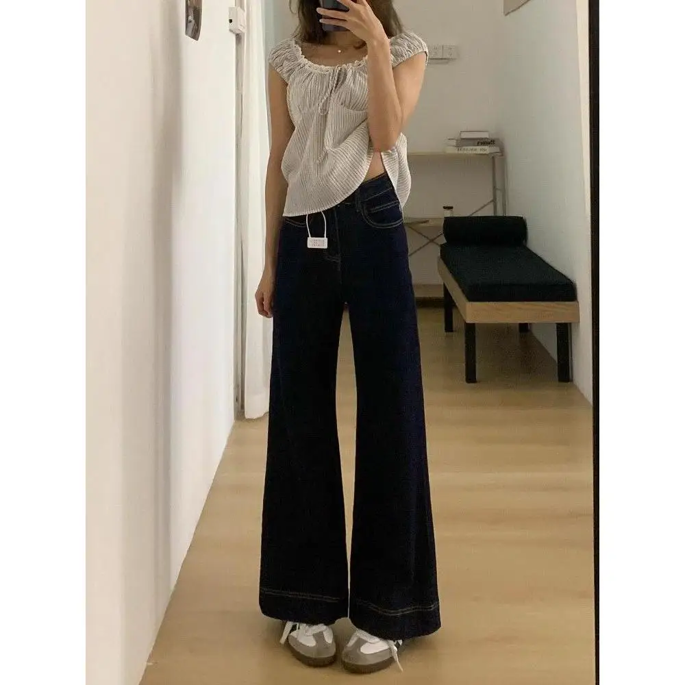 High Waist Drapey Floor-Length Wide Leg Straight Jeans Denim Blue Spring Autumn New Sle Loose Fit Casual Trousers for Women
High Waist Drapey Floor-Length Wide Leg Straight Jeans Denim Blue Spring Autumn New Sle Loose Fit Casual Trousers for Women