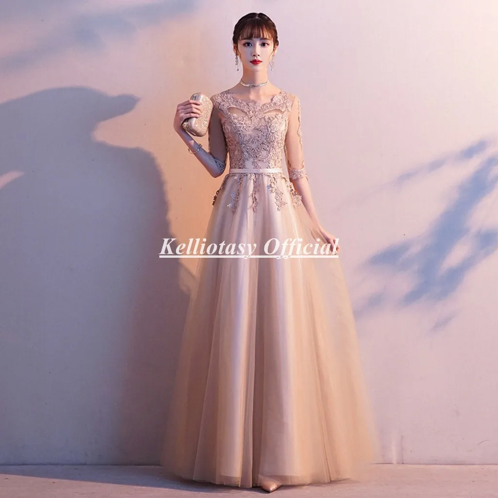 Customized Khaki Bridesmaid Dress With Quarter Sleeves Lace Appliques Aline Women Party Gown For Weddings SWS026
Customized Khaki Bridesmaid Dress With Quarter Sleeves Lace Appliques Aline Women Party Gown For Weddings SWS026