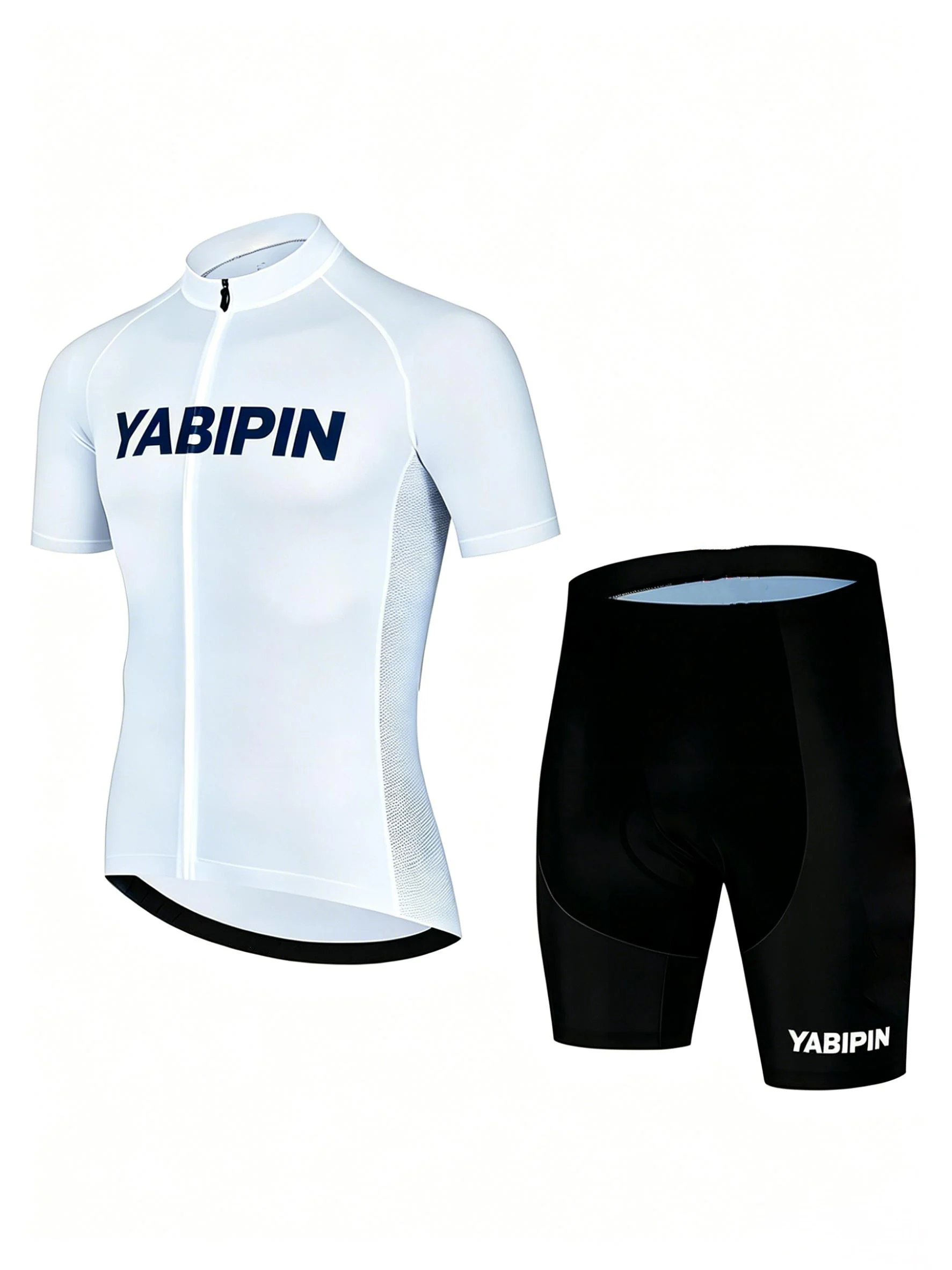 Full Zip Stand Collar Men’s Cycling Jersey & Shorts Set, Short Sleeve Letter Graphic 2 Piece Sport Outfit
Full Zip Stand Collar Men’s Cycling Jersey & Shorts Set, Short Sleeve Letter Graphic 2 Piece Sport Outfit