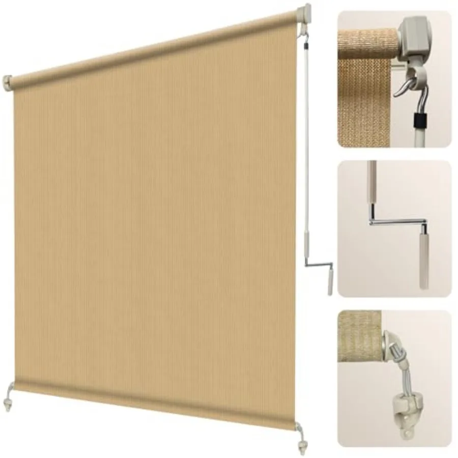 Outdoor Roller Shade 6' W x 6' H, Exterior Cordless Patio Shades Roll Up Blinds with Spliced Pole Design, 2 Poles, One-Piece Fa
Outdoor Roller Shade 6' W x 6' H, Exterior Cordless Patio Shades Roll Up Blinds with Spliced Pole Design, 2 Poles, One-Piece Fa
