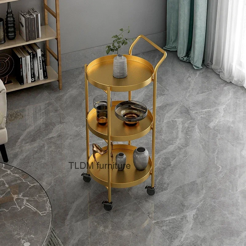 Movable small table, simple metal living room furniture with wheels, multi-layer shelves, golden circular coffee table
Movable small table, simple metal living room furniture with wheels, multi-layer shelves, golden circular coffee table