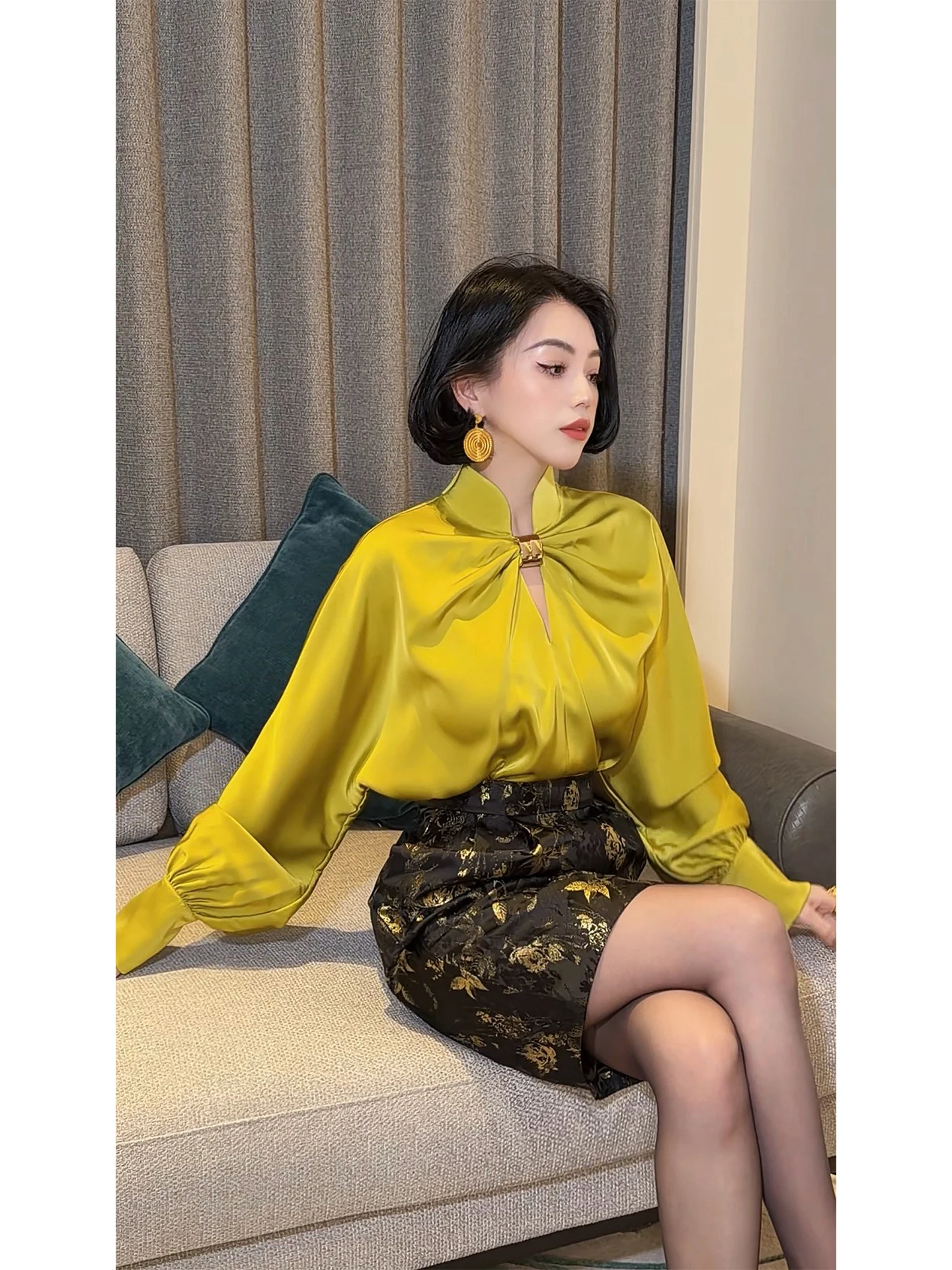 Slimming Satin Fashion Top Lyxj Normandy Spruce Early Spring New Style French Style High Waist Polyester Fiber Long Sleeve Zi...
Slimming Satin Fashion Top Lyxj Normandy Spruce Early Spring New Style French Style High Waist Polyester Fiber Long Sleeve Zi...