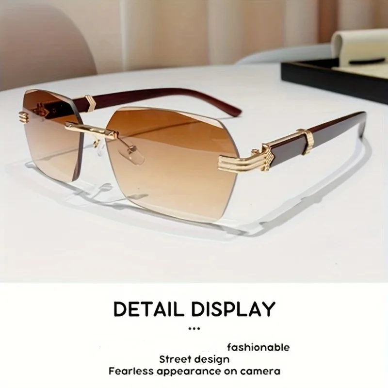 New Frameless Wood Grain Temple Edge Glasses for Men and Women Fashionable Eyewear
New Frameless Wood Grain Temple Edge Glasses for Men and Women Fashionable Eyewear