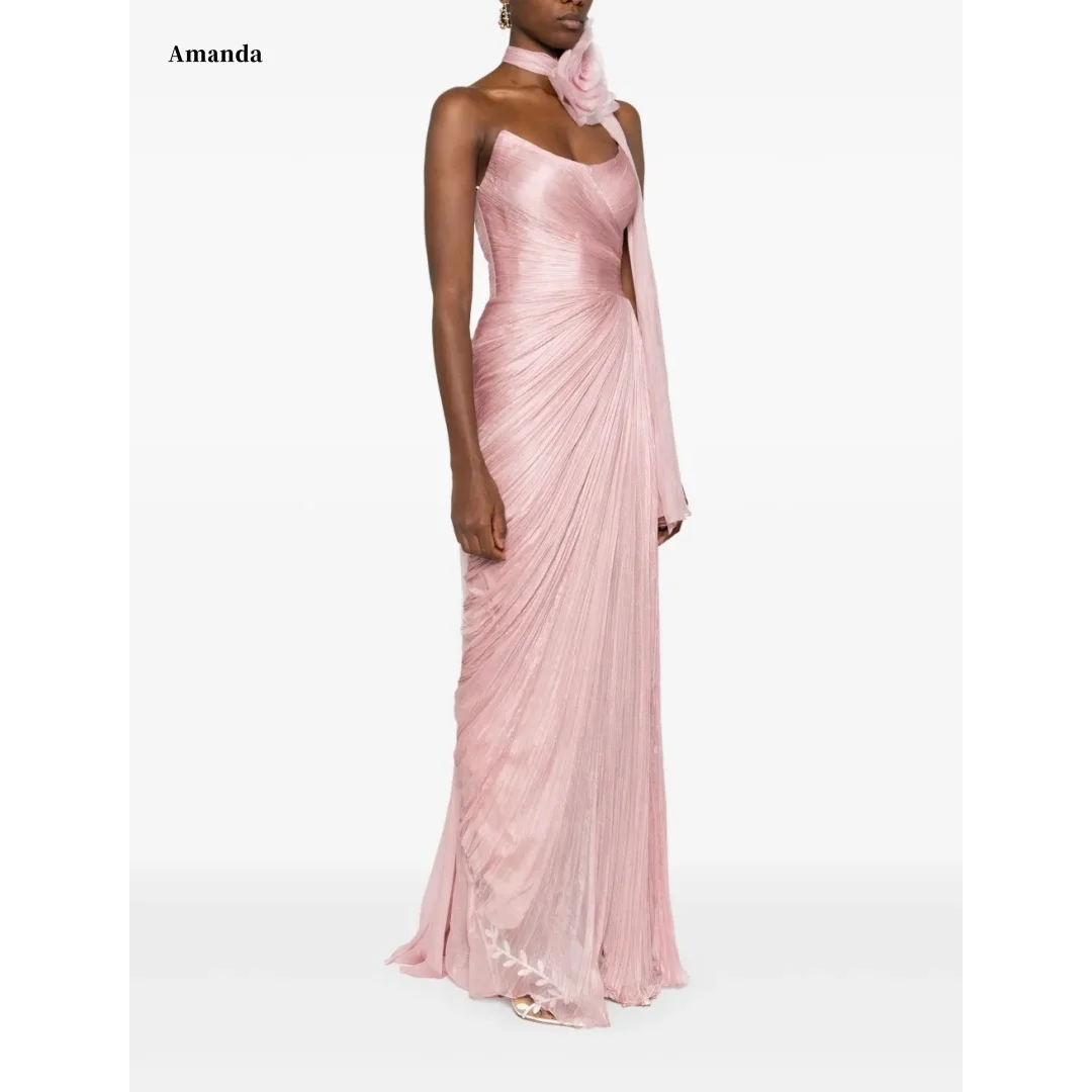 Amanda Customized Dusty Pink Halter Flower Pleated Prom Dress Draped Chiffon Maxi vestidos de noche Formal Evening Elegant 2026
Amanda Customized Dusty Pink Halter Flower Pleated Prom Dress Draped Chiffon Maxi vestidos de noche Formal Evening Elegant 2026