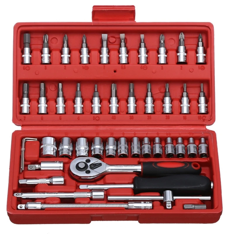 Wrench Set 46 Pcs Tool Kit For Car Tool Screwdriver And Bit Ratchet Torque Quick Wrench Spanner Wrench Socket Key Hand Tools
Wrench Set 46 Pcs Tool Kit For Car Tool Screwdriver And Bit Ratchet Torque Quick Wrench Spanner Wrench Socket Key Hand Tools