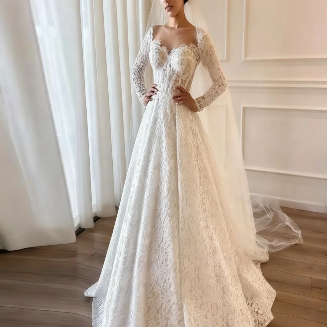 Customized Exquisite A Line Women's Wedding Dresses Sweetheart Long Sleeve Formal Bride Porm Party Gowns
Customized Exquisite A Line Women's Wedding Dresses Sweetheart Long Sleeve Formal Bride Porm Party Gowns