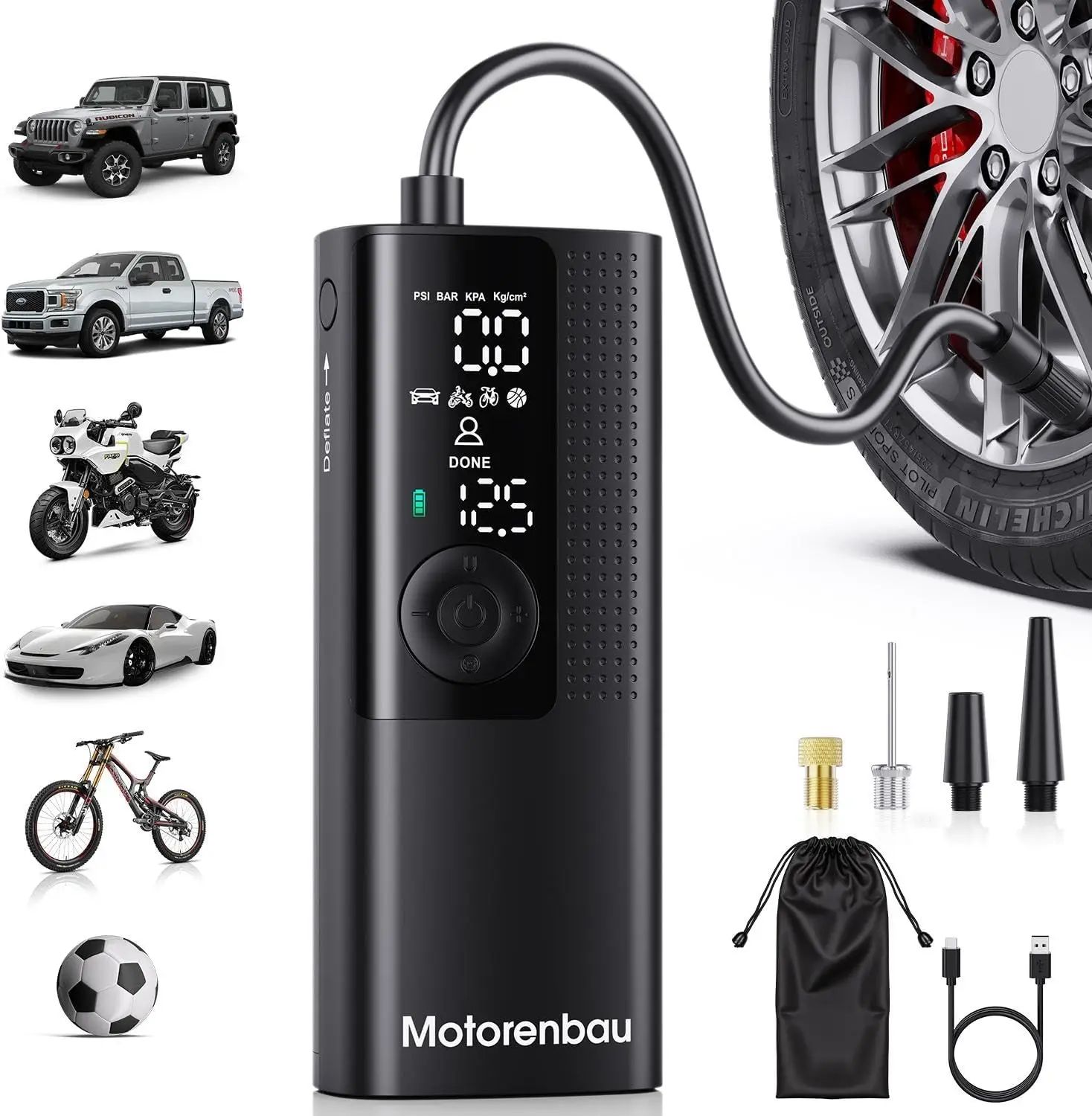 Portable Cordless Mini Air Pump with Digital Gauge, 150PSI Fast Inflation Auto Shutoff for Car Tires
Portable Cordless Mini Air Pump with Digital Gauge, 150PSI Fast Inflation Auto Shutoff for Car Tires