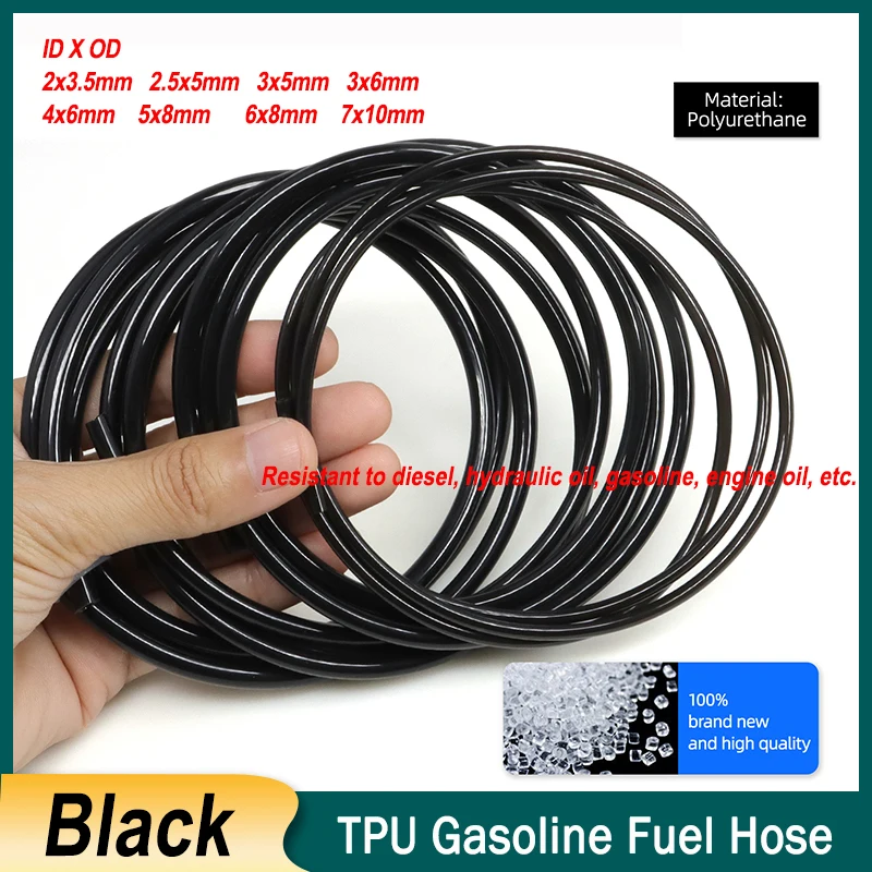 1 - 50M Black TPU Fuel Hose Diameter 2mm 3mm 4mm 5mm 6mm 7mm Polyurethane Motorcycle Car Oil Resistant Petrol Pipe
1 - 50M Black TPU Fuel Hose Diameter 2mm 3mm 4mm 5mm 6mm 7mm Polyurethane Motorcycle Car Oil Resistant Petrol Pipe