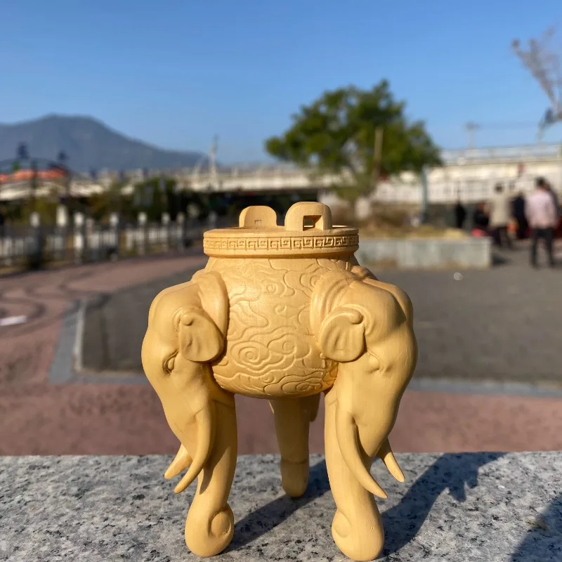 Boxwood Carved Elephant Tripod Incense Burner, Home Entryway Desktop Decor, Housewarming Gift, Practical Elephant Censer
Boxwood Carved Elephant Tripod Incense Burner, Home Entryway Desktop Decor, Housewarming Gift, Practical Elephant Censer