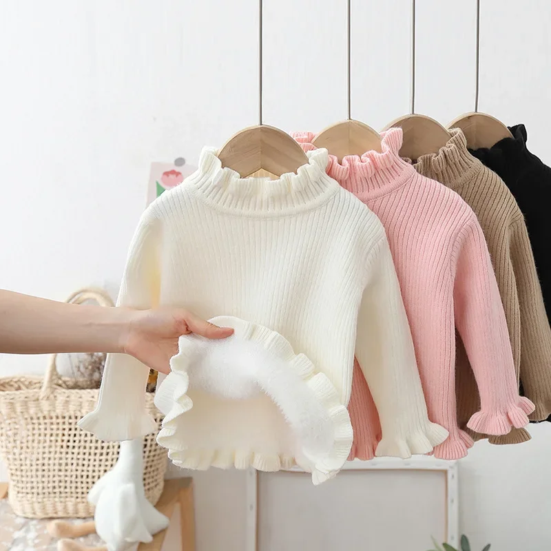 Girls' Knitted Pullovers Fungus Neck Sweater Cold-proof Velvet Lined Winter Children Clothes Girls Sweaters Boutique Top GY11081
Girls' Knitted Pullovers Fungus Neck Sweater Cold-proof Velvet Lined Winter Children Clothes Girls Sweaters Boutique Top GY11081