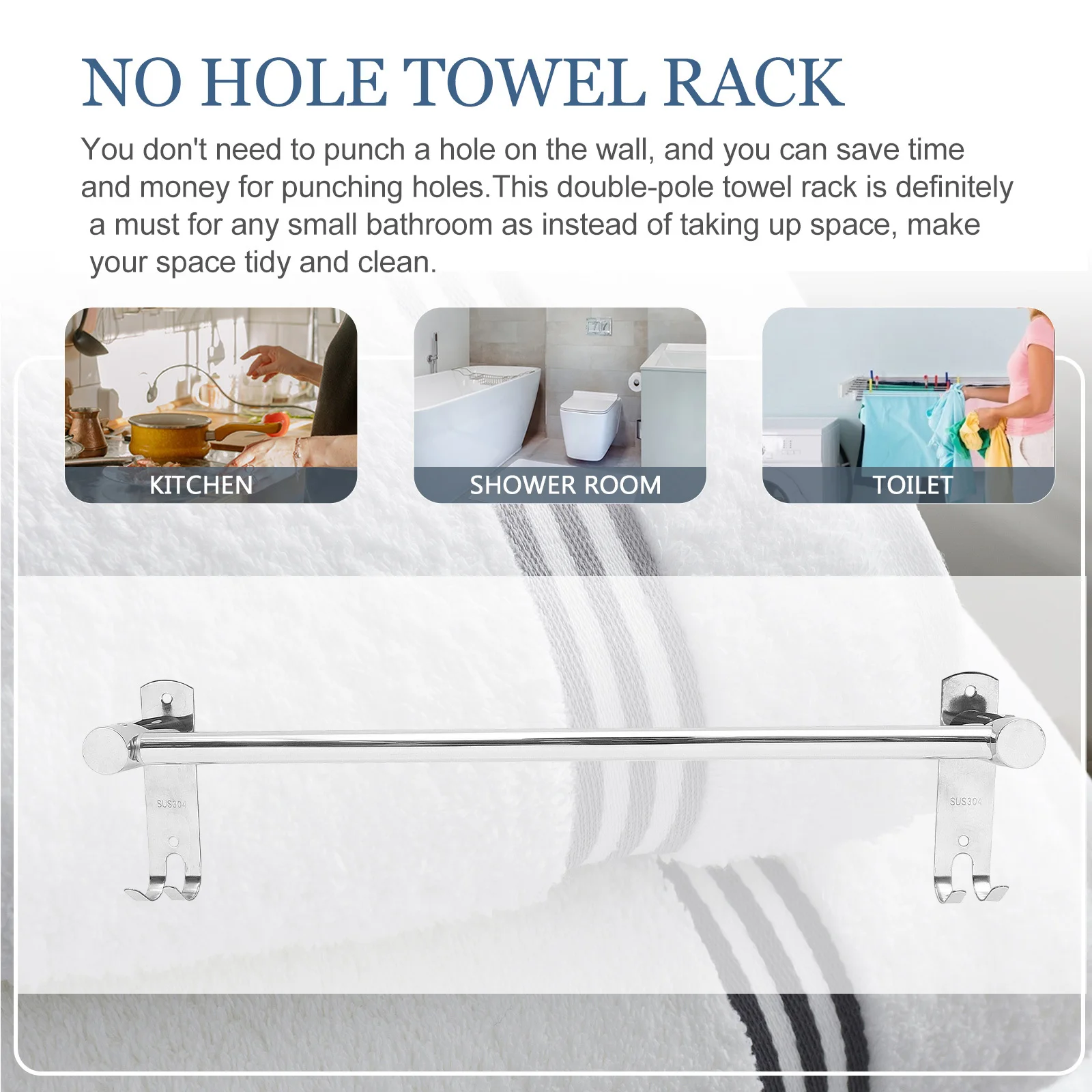 Bathroom Towel Holder Stainless Steel Adjustable Wall Mounted Towel Bar Easy Install 1Set Pot Bar Rack Pan Rail Hanging
Bathroom Towel Holder Stainless Steel Adjustable Wall Mounted Towel Bar Easy Install 1Set Pot Bar Rack Pan Rail Hanging