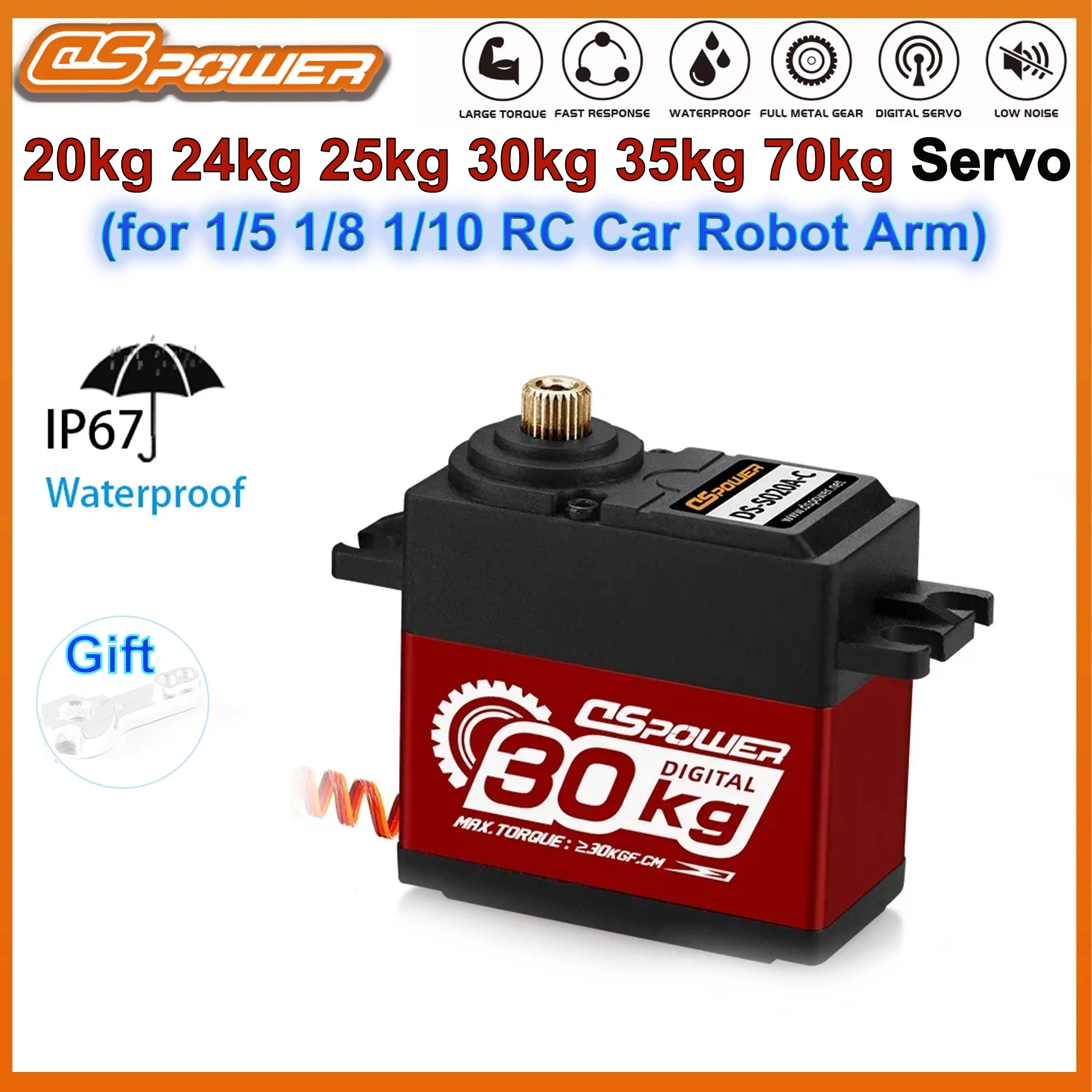 DSpower 20kg 25KG 30kg 35KG 70KG Waterproof IP67 Metal Gear Servo Large Torque for 1/5 1/8 1/10 RC Car TRX4 Axial Scx10 Robot
DSpower 20kg 25KG 30kg 35KG 70KG Waterproof IP67 Metal Gear Servo Large Torque for 1/5 1/8 1/10 RC Car TRX4 Axial Scx10 Robot
