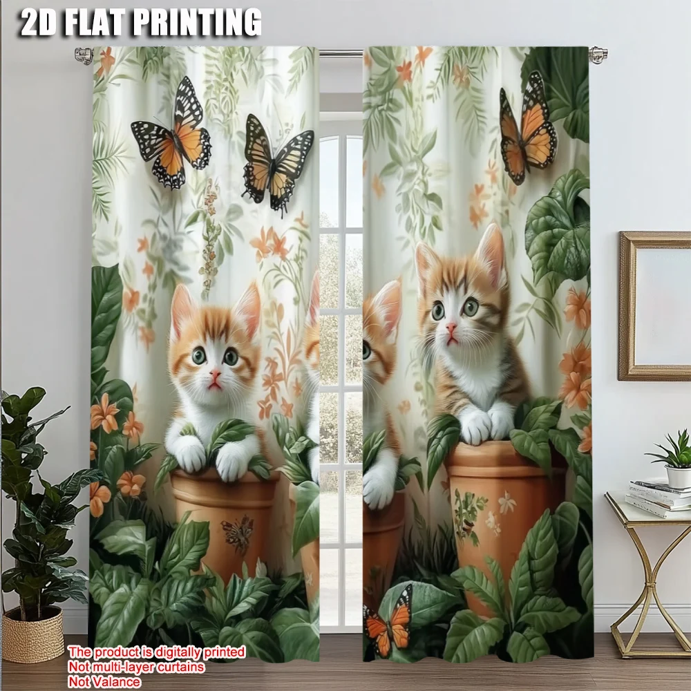 2pcs, Curtains Roller Blinds 2D print Whimsical Cat and Butterfly Garden Versatile Polyester Fabric (without rod) Decorations
2pcs, Curtains Roller Blinds 2D print Whimsical Cat and Butterfly Garden Versatile Polyester Fabric (without rod) Decorations