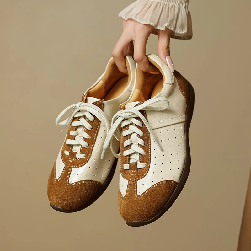 Genuine Leather horsehide Women Sneakers, Lace-up Training Shoes, Fashion Flats Womens Shoes,Ladies Sports Shoes
Genuine Leather horsehide Women Sneakers, Lace-up Training Shoes, Fashion Flats Womens Shoes,Ladies Sports Shoes