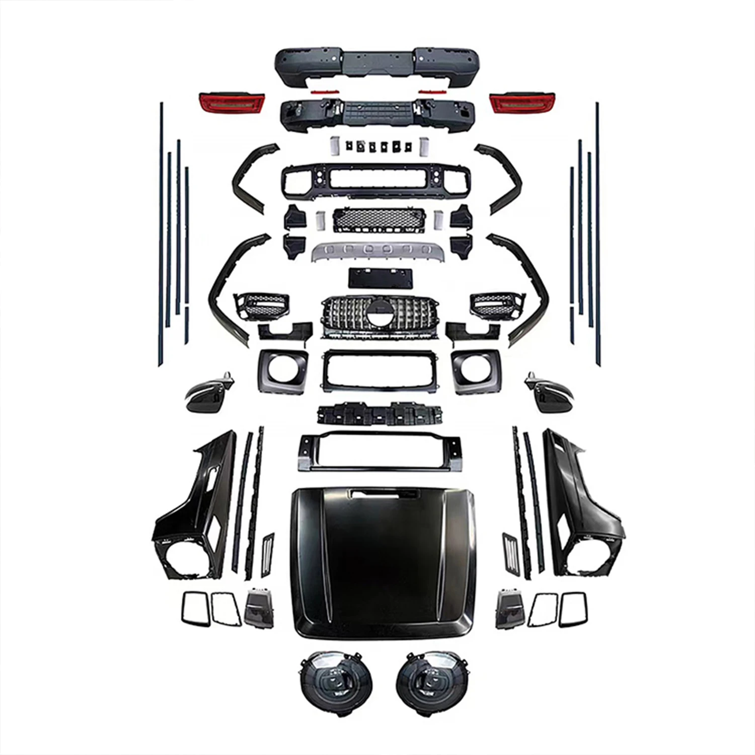 Wholesale 2019 G63 Style Car Bumper Front Lip Rear Diffuser Side Skirt Vents Spoiler Body Kit Old To New For BENZ W463 2000-2018
Wholesale 2019 G63 Style Car Bumper Front Lip Rear Diffuser Side Skirt Vents Spoiler Body Kit Old To New For BENZ W463 2000-2018