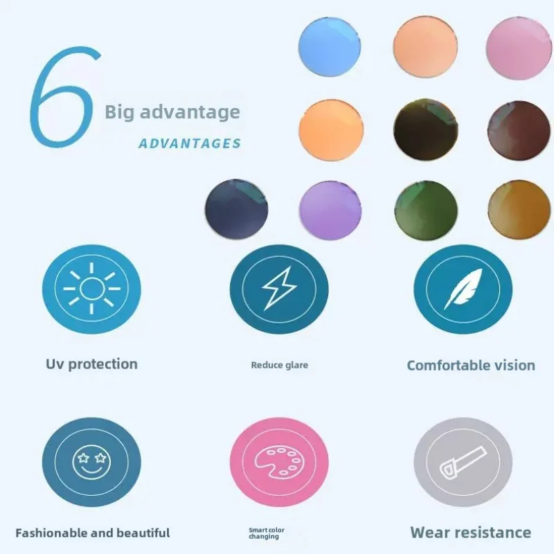 High Definition Color Changing Anti Blue Light And Anti Radiation Lenses 1.56, 1.61, 1.67, 1.74 Sunshade And Wear-Resistant
High Definition Color Changing Anti Blue Light And Anti Radiation Lenses 1.56, 1.61, 1.67, 1.74 Sunshade And Wear-Resistant