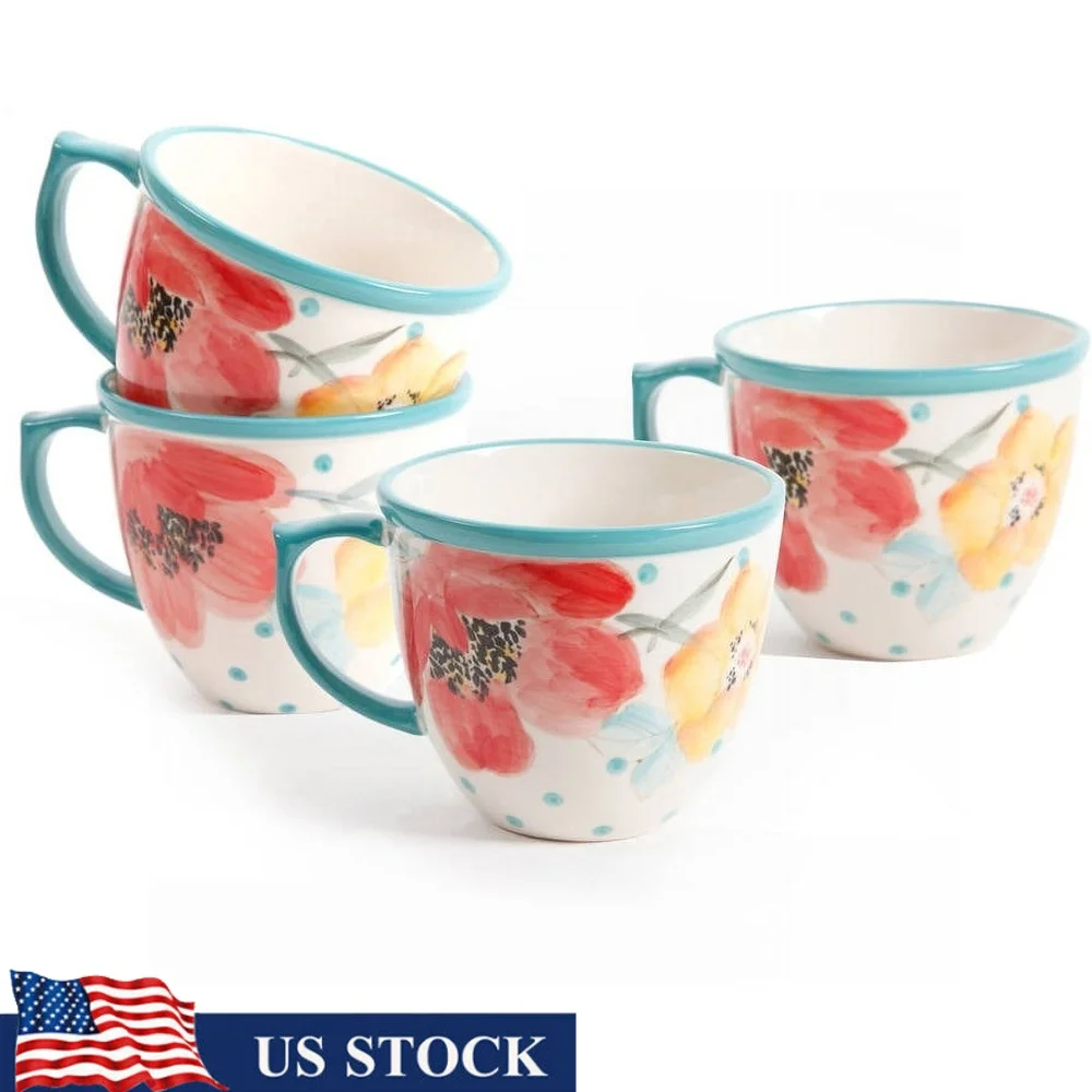Vintage Bloom Ceramic Coffee Mug Set 4 Piece Stoneware Cups Microwave Dishwasher Safe Ideal Entertaining Kitchen Dining
Vintage Bloom Ceramic Coffee Mug Set 4 Piece Stoneware Cups Microwave Dishwasher Safe Ideal Entertaining Kitchen Dining