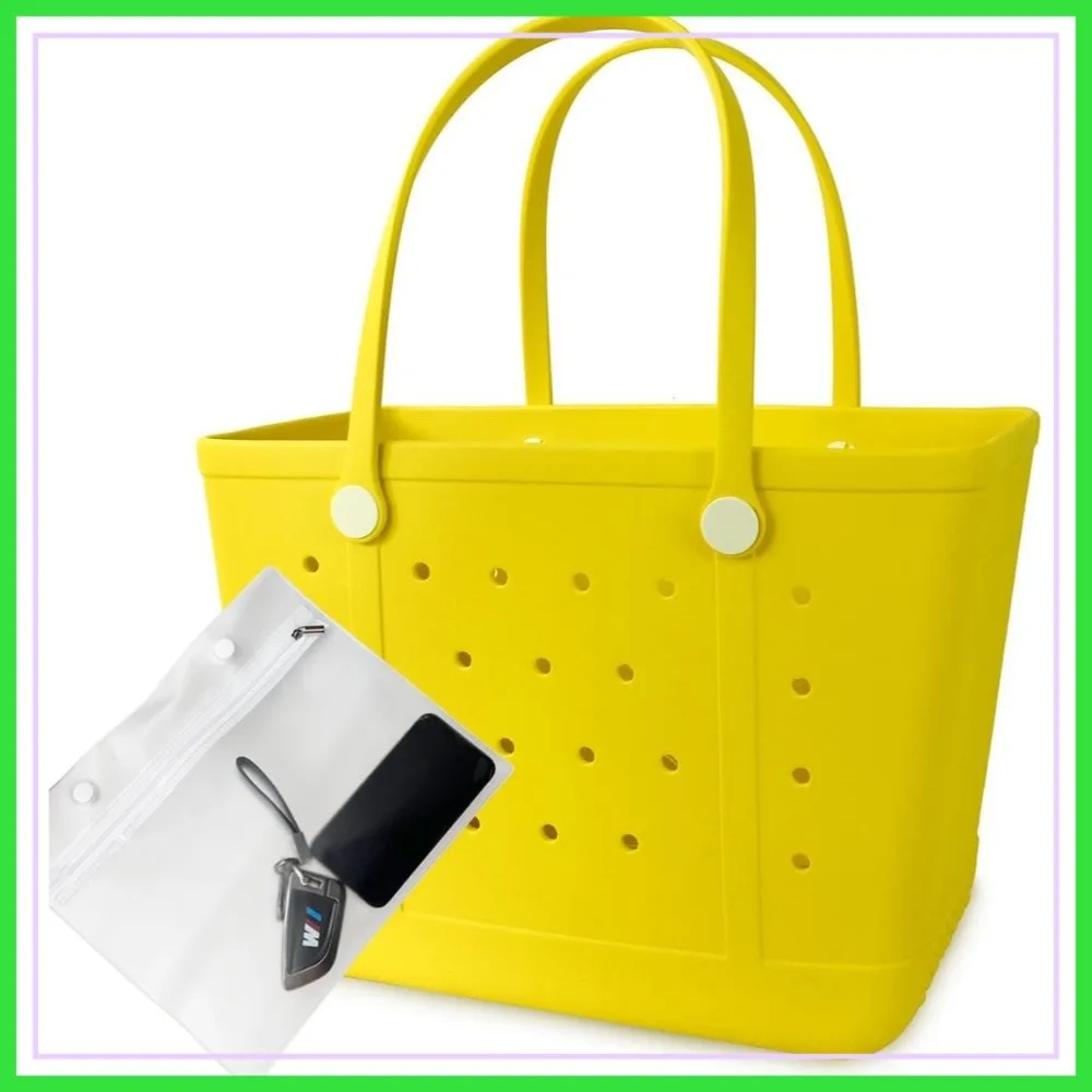 Rubber Beach Bag, Washable Moisture Resistant Durable Open Hole Tote Bag for Vacation Essentials
Rubber Beach Bag, Washable Moisture Resistant Durable Open Hole Tote Bag for Vacation Essentials