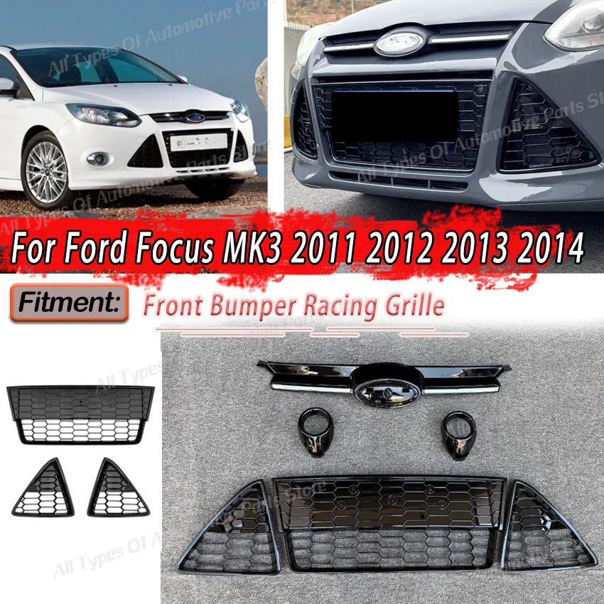 Решетка переднего бампера для Ford Focus MK3 2011 2012 2013 2014, накладка в виде сот, верхняя нижняя гоночная решетка радиатора, сетчатый комплект кузова
Решетка переднего бампера для Ford Focus MK3 2011 2012 2013 2014, накладка в виде сот, верхняя нижняя гоночная решетка радиатора, сетчатый комплект кузова