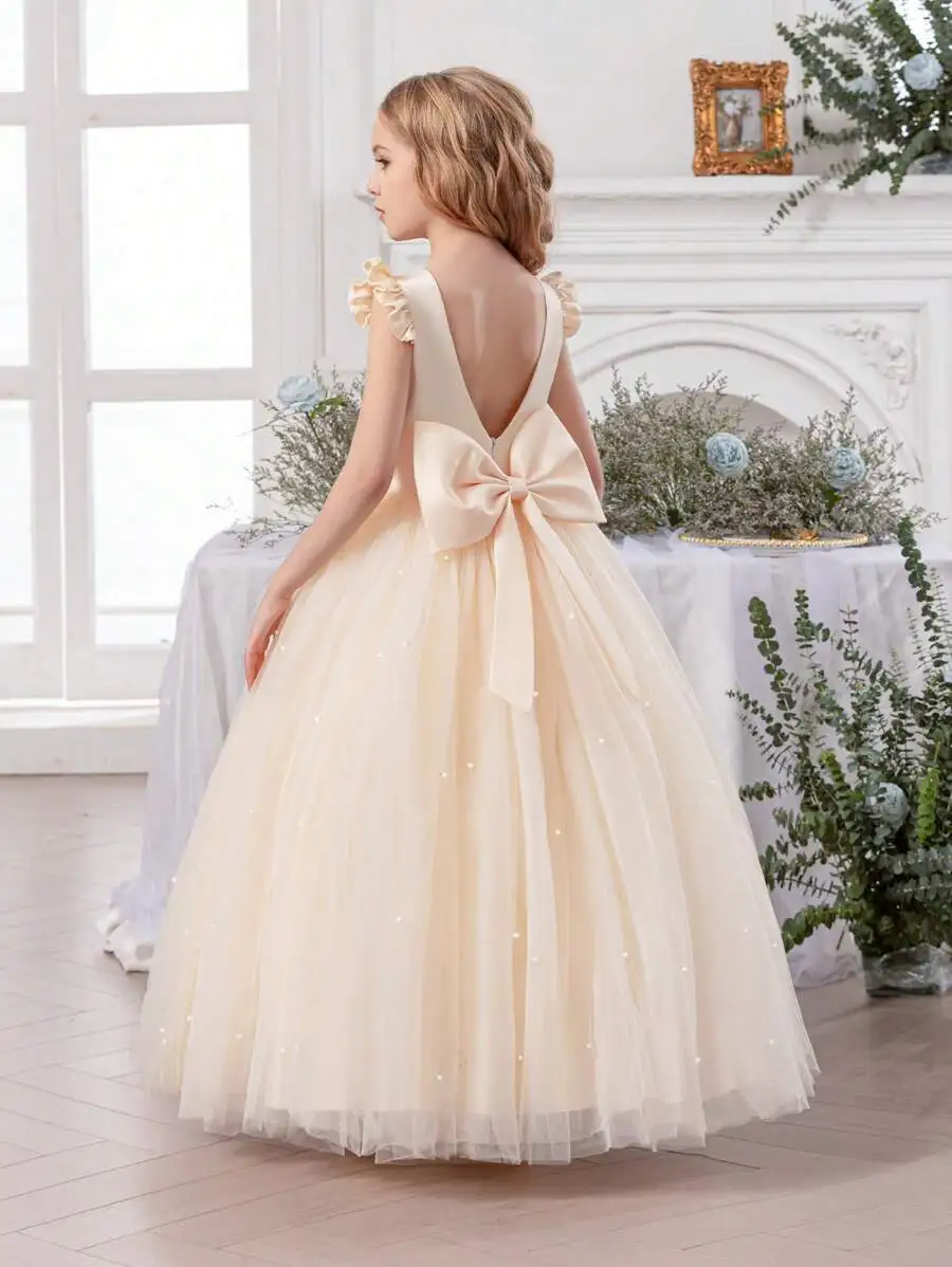 Elegant Beaded Bow Tulle Ball Gown Dress For Formal Party Wedding Bridesmaid
Elegant Beaded Bow Tulle Ball Gown Dress For Formal Party Wedding Bridesmaid