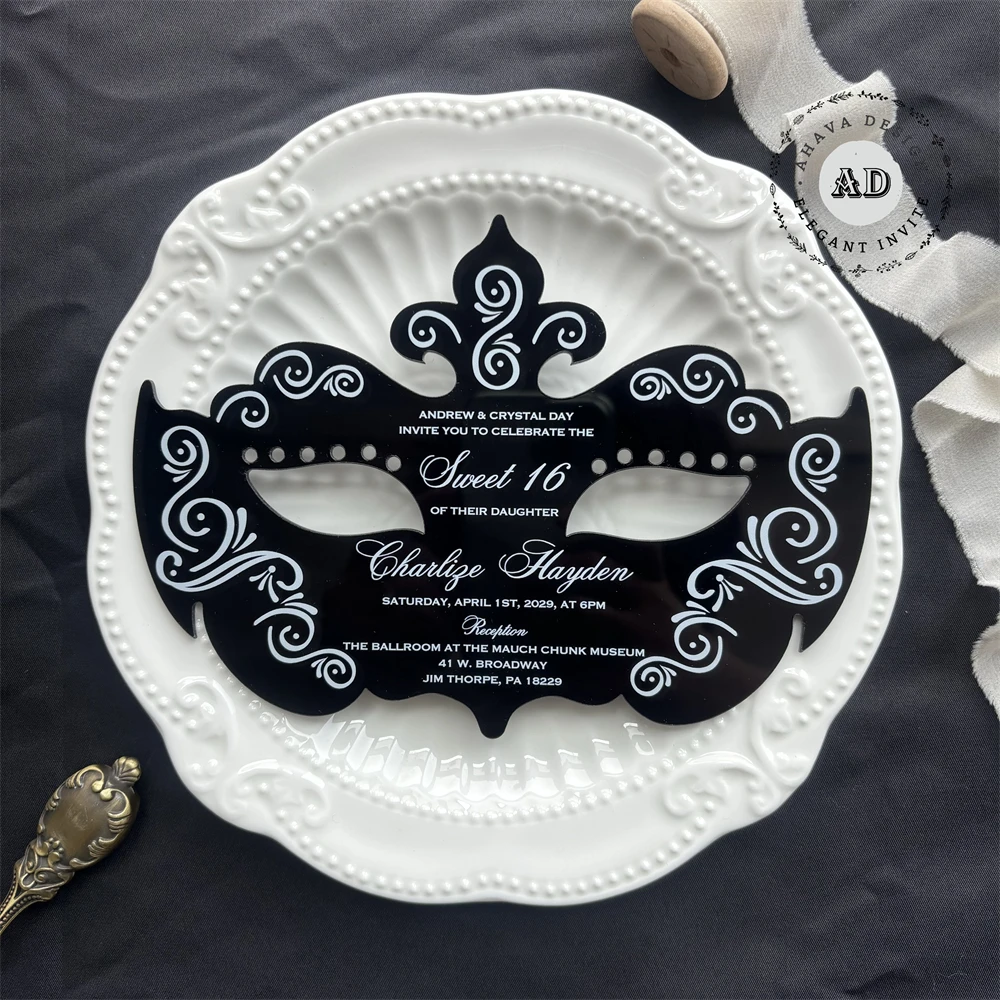 Black Acrylic Invitation For Masquerade Party, Mask Printable Invitation With Envelope {Free Preview Available}
Black Acrylic Invitation For Masquerade Party, Mask Printable Invitation With Envelope {Free Preview Available}
