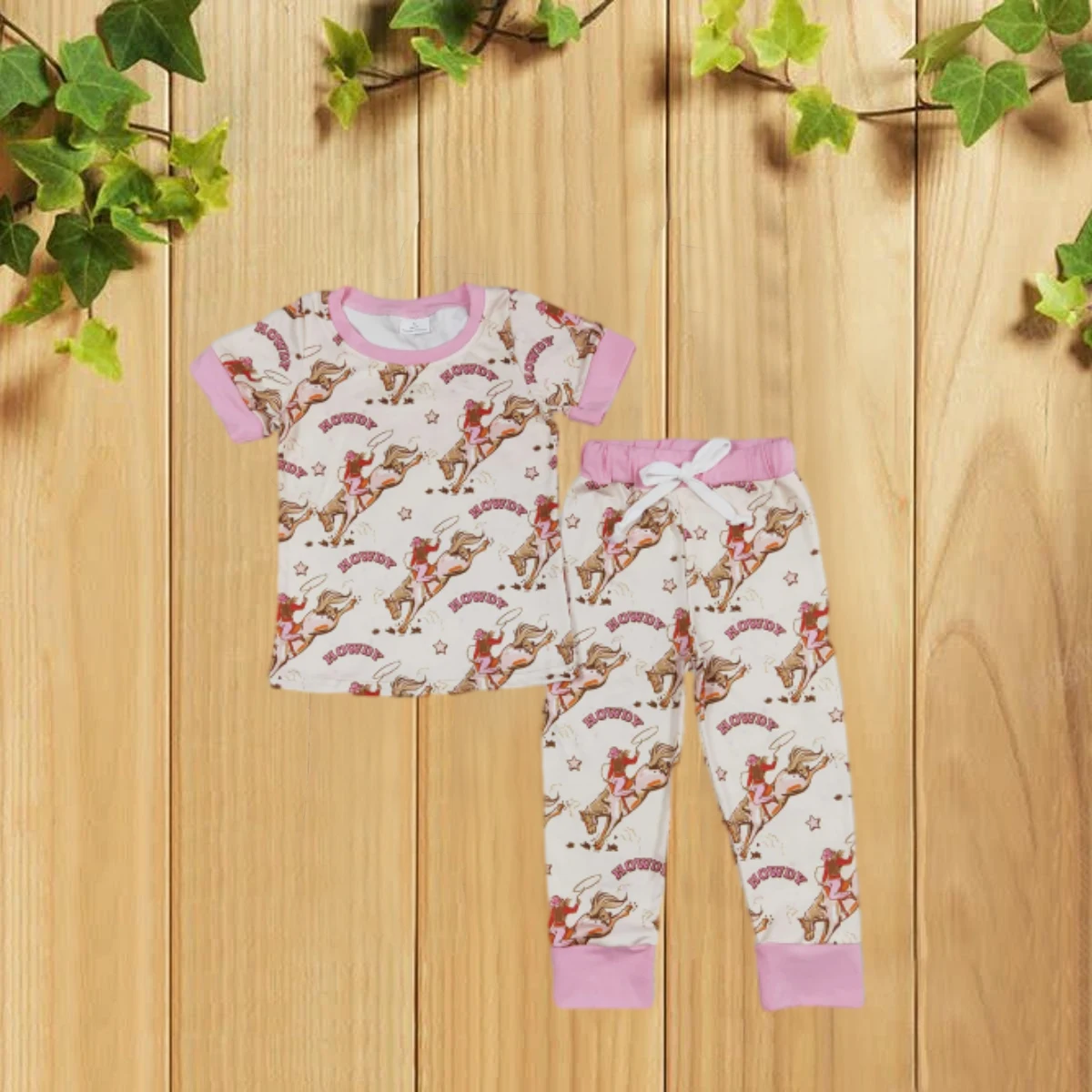 4.25 GSPO1488 Howdy Riding Pink Edged Short Sleeve Long Pants Sleepwear Set for Girls Children's Clothing And Accessories
4.25 GSPO1488 Howdy Riding Pink Edged Short Sleeve Long Pants Sleepwear Set for Girls Children's Clothing And Accessories
