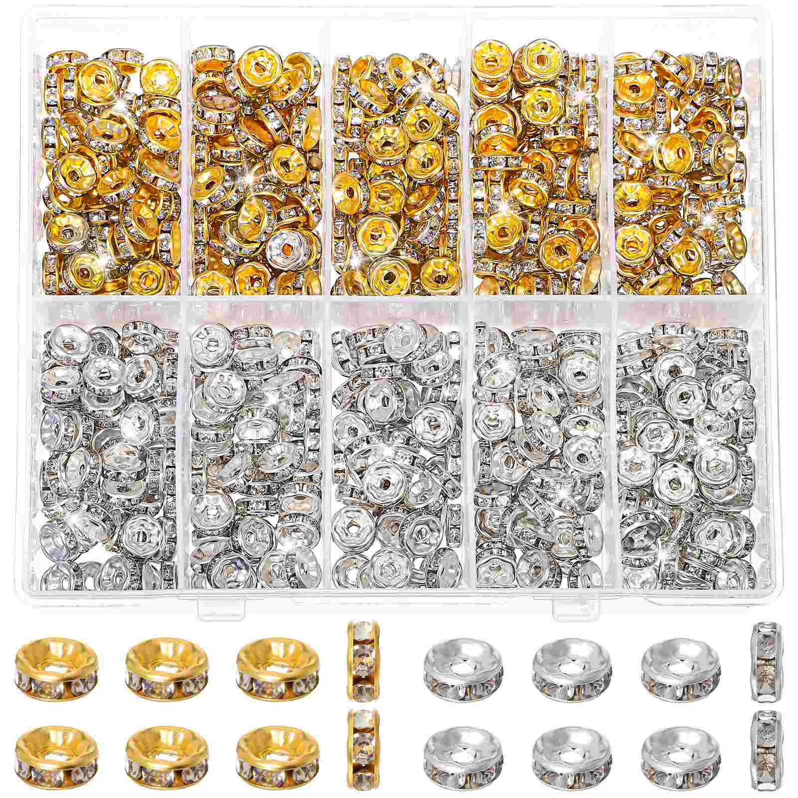 600 Pcs Jewelry Spacers Metal Rhinestones Beads for Bracelets Making Decorative Small Supplies
600 Pcs Jewelry Spacers Metal Rhinestones Beads for Bracelets Making Decorative Small Supplies