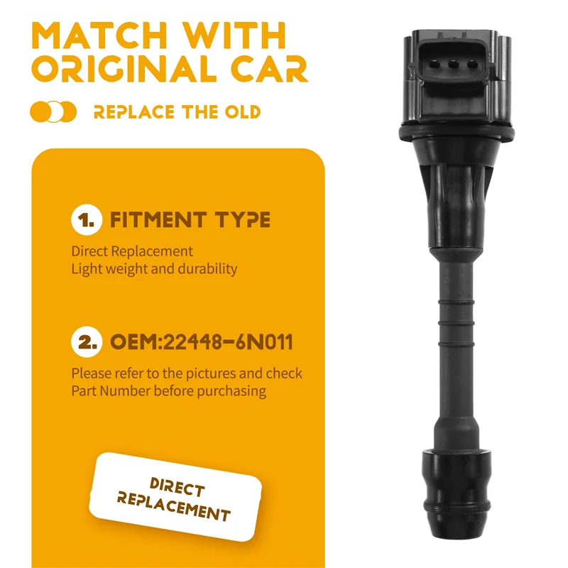 X39A-AIC-4004G Ignition Coil 22448-6N011 22448-6N015 For Nissan Sentra 1.8 Almera N16 Primera P11 2001 2002 2006
X39A-AIC-4004G Ignition Coil 22448-6N011 22448-6N015 For Nissan Sentra 1.8 Almera N16 Primera P11 2001 2002 2006