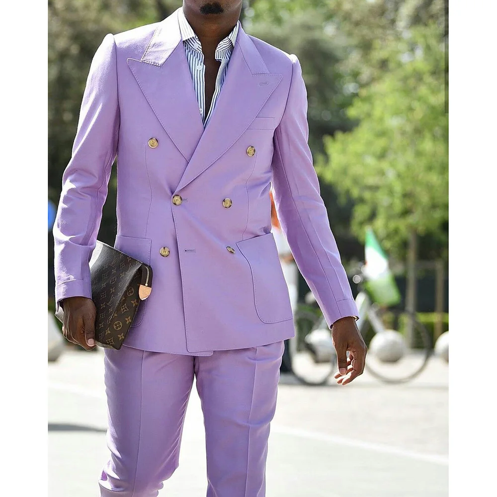 Fashion New Men Suits 2024 Costume Purple Double Breasted Peaked Lapel Leisure Prom Summer Slim Fit Jacket Pants 2024 Terno
Fashion New Men Suits 2024 Costume Purple Double Breasted Peaked Lapel Leisure Prom Summer Slim Fit Jacket Pants 2024 Terno