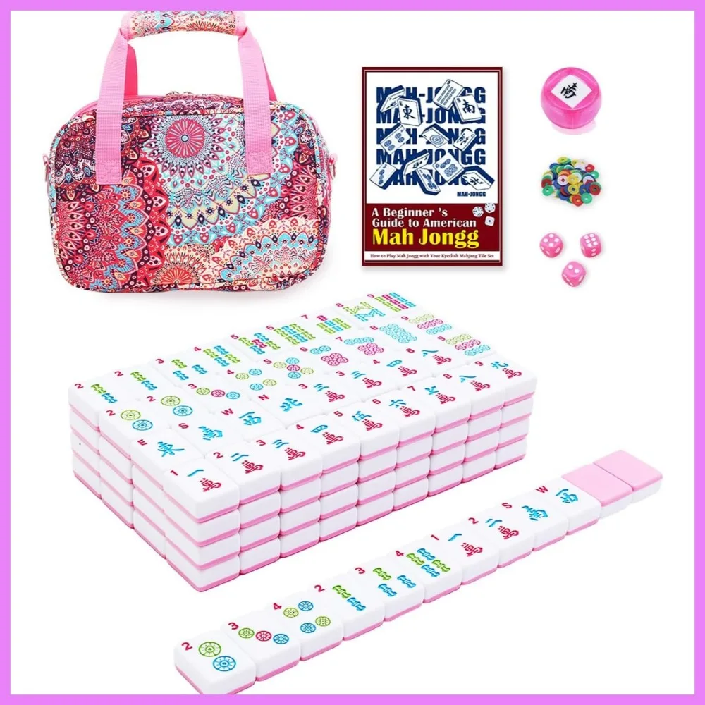 166-Piece American Mahjong Set with Pink Tiles, Handbag, Dice, Chips, Wind Indicator, Travel Game
166-Piece American Mahjong Set with Pink Tiles, Handbag, Dice, Chips, Wind Indicator, Travel Game