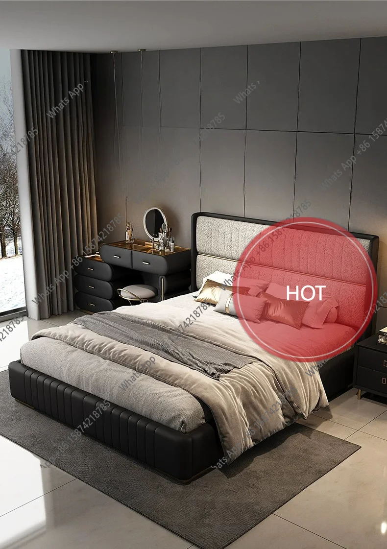 G Premium Sense Light Luxury High Backrest Thin Bedside Leather Master Bedroom Big Bed First Layer Cowhide Cotton And Linen Fab
G Premium Sense Light Luxury High Backrest Thin Bedside Leather Master Bedroom Big Bed First Layer Cowhide Cotton And Linen Fab