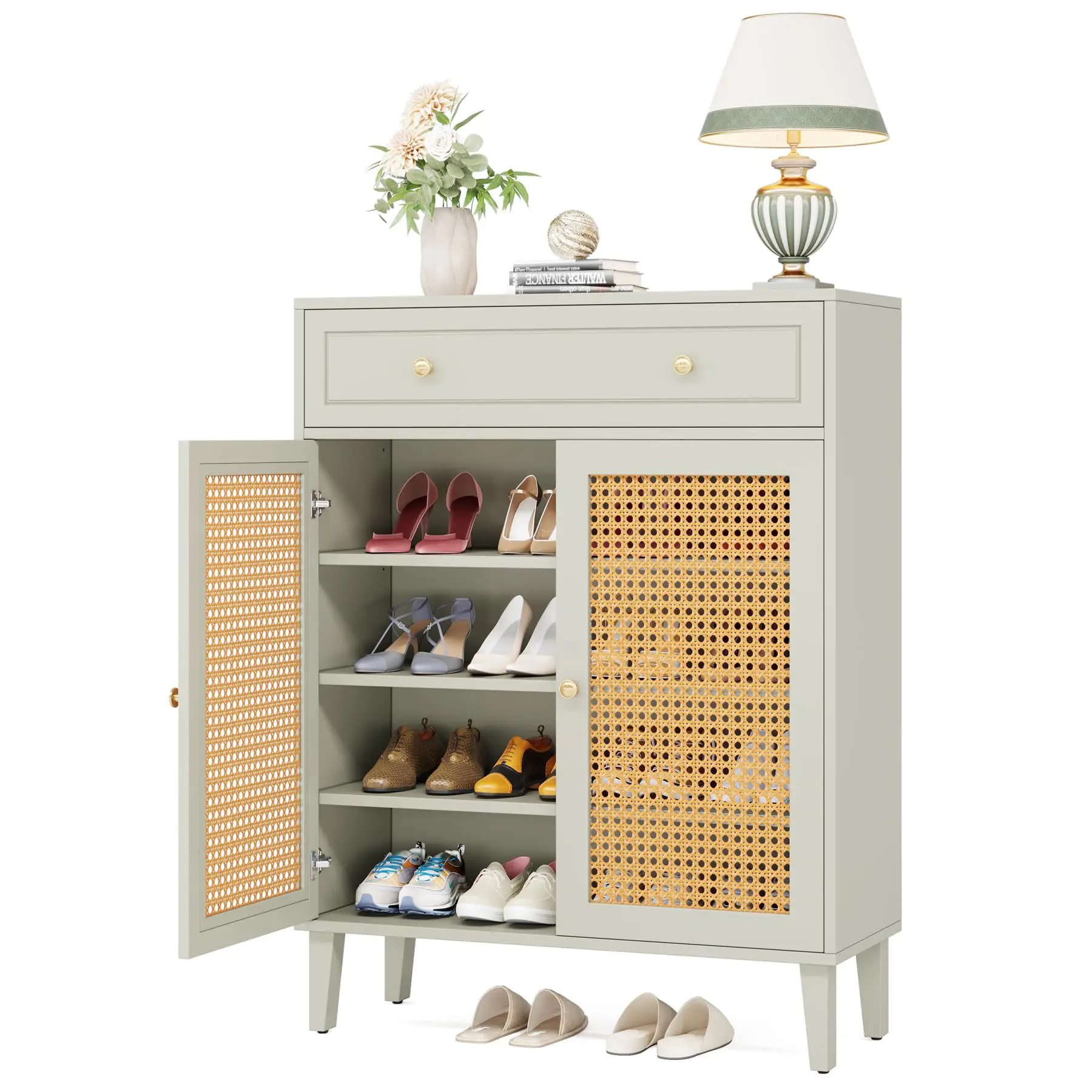!@Combohome Shoe Cabinet with Doors Drawers,4-tier Shoe Storage Cabinet with Drawer and Adjustable Shelves
!@Combohome Shoe Cabinet with Doors Drawers,4-tier Shoe Storage Cabinet with Drawer and Adjustable Shelves