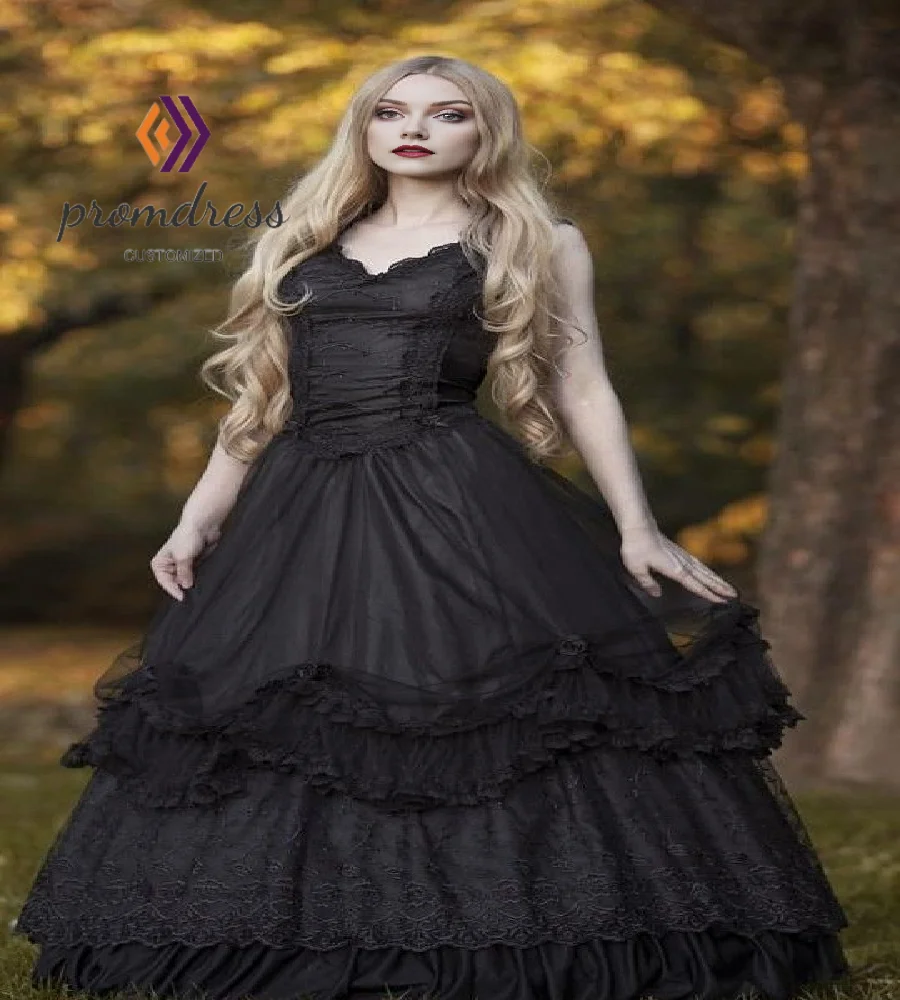 Antique Halloween Gothic Prom Dress 1695s Costume Black Lace Evening Dress Medieval Renaissance Formal Party Gowns Customized
Antique Halloween Gothic Prom Dress 1695s Costume Black Lace Evening Dress Medieval Renaissance Formal Party Gowns Customized