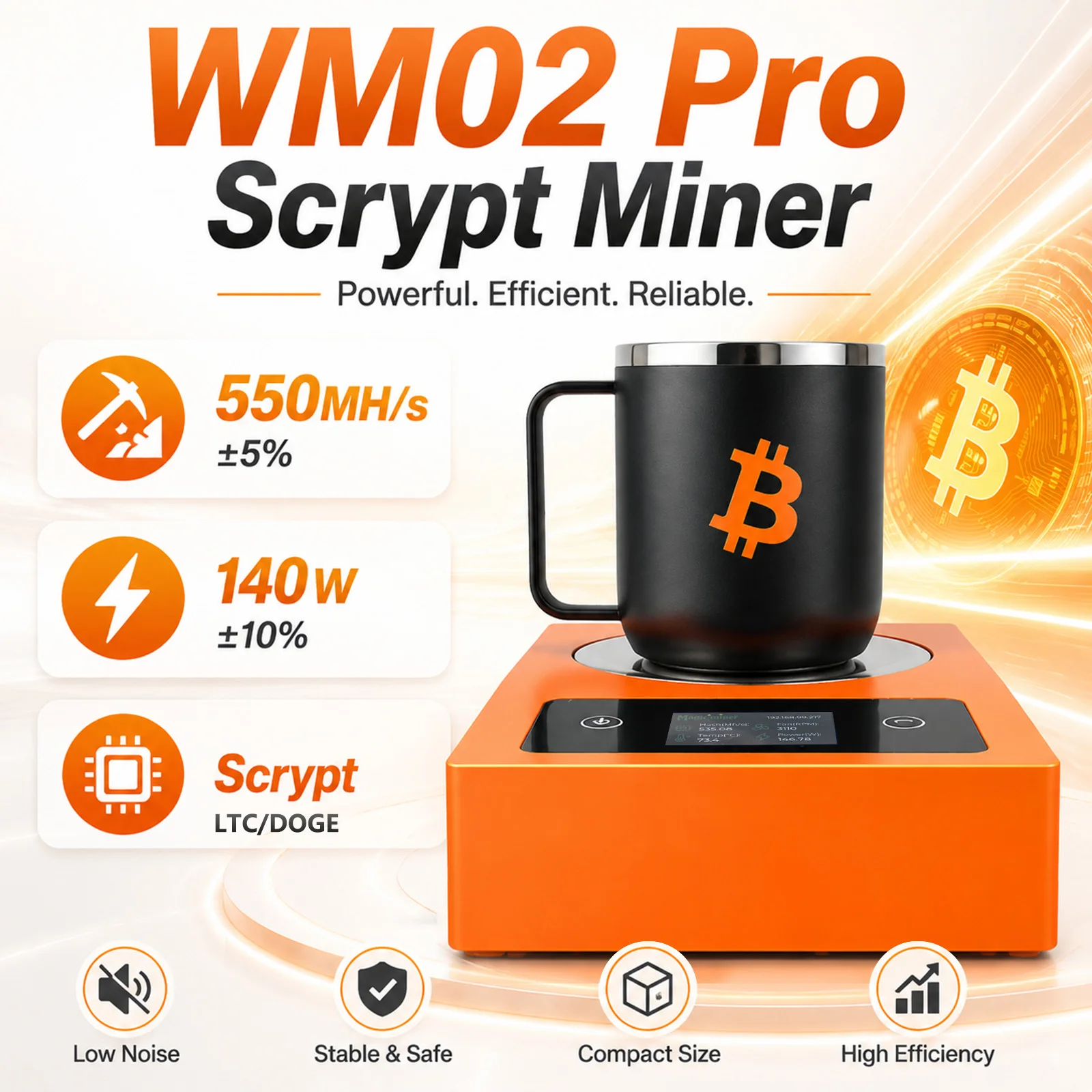 2026 Magicminer WM02Pro 540MH/s Litecoin Dogecoin Miner 140W Low Noise Scrypt ASIC Miner Desktop Cup Heater Crypto Mining
2026 Magicminer WM02Pro 540MH/s Litecoin Dogecoin Miner 140W Low Noise Scrypt ASIC Miner Desktop Cup Heater Crypto Mining