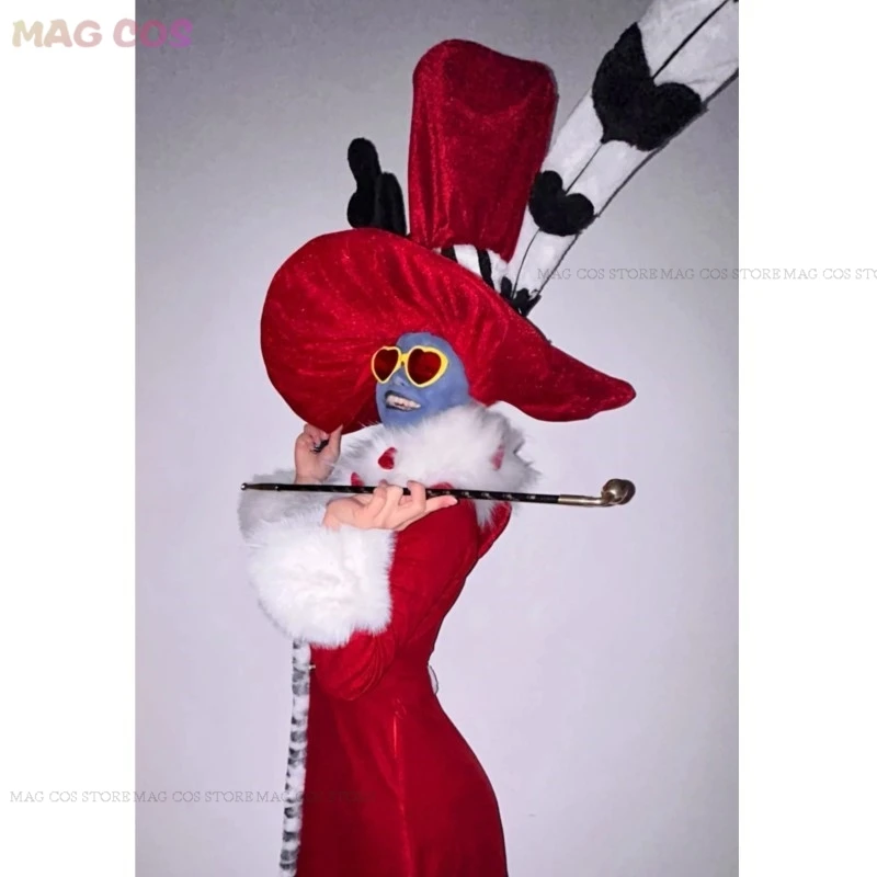 Женский костюм для косплея Val, наряд с шляпой, красный костюм для женщин, костюм для игры в отелях
Женский костюм для косплея Val, наряд с шляпой, красный костюм для женщин, костюм для игры в отелях